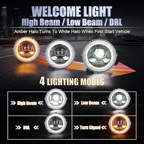 Miniatura 3 de Faros delanteros LED redondos de 9 pulgadas de repuesto para Jeep Wrangler JL JLU Unlimited Gladiator JT 2018-2025, faros delanteros antirreflejos