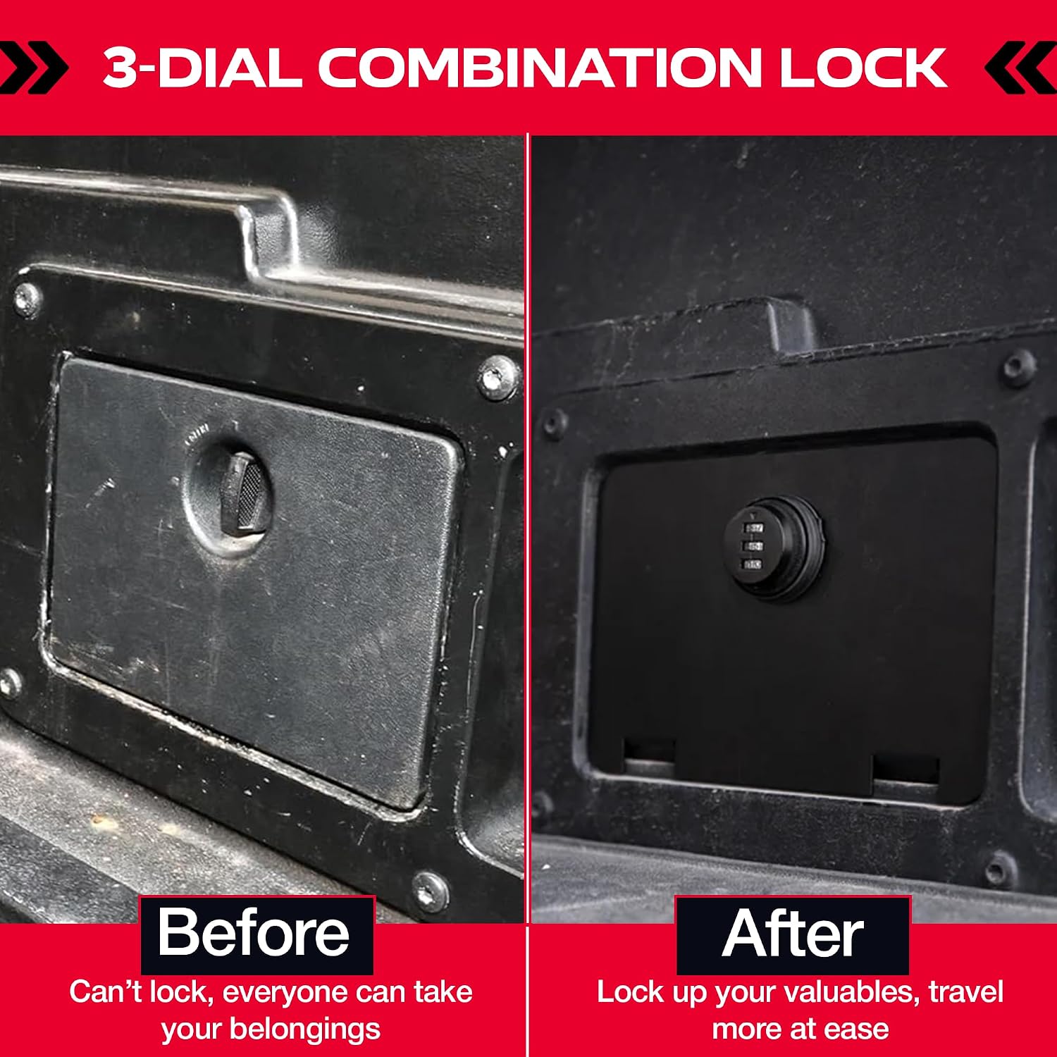 Pop N Lock PL5235 Bed Vault XL for 2005-2022 Tacoma, Bed Storage Combination Lock Vault Kit with Anti Theft and Dust Cover