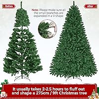 Vista 35 de Yaheetech 7.5ft Pre-lit Spruce Artificial Christmas Tree Snow Flocked Hinges Tree with 550 Multicolor LED Lights & 1284 Branch Tips & Metal Stand
