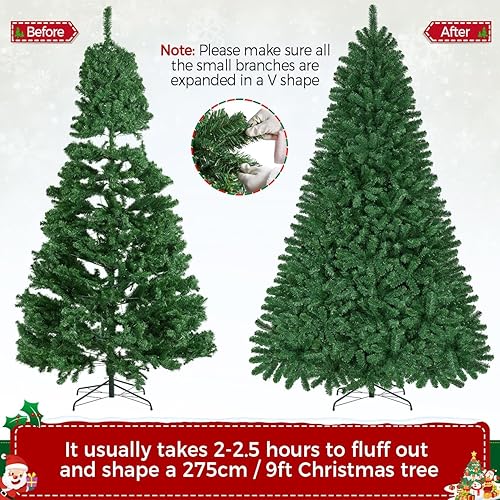 Vista 35 de Yaheetech 7.5ft Pre-lit Spruce Artificial Christmas Tree Snow Flocked Hinges Tree with 550 Multicolor LED Lights & 1284 Branch Tips & Metal Stand