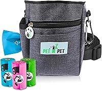 PETNPET Dog Treat Pouch for Training - Hands-Free Belt Bag with Poop Bag Dispenser & 3 Rolls Waste Bags