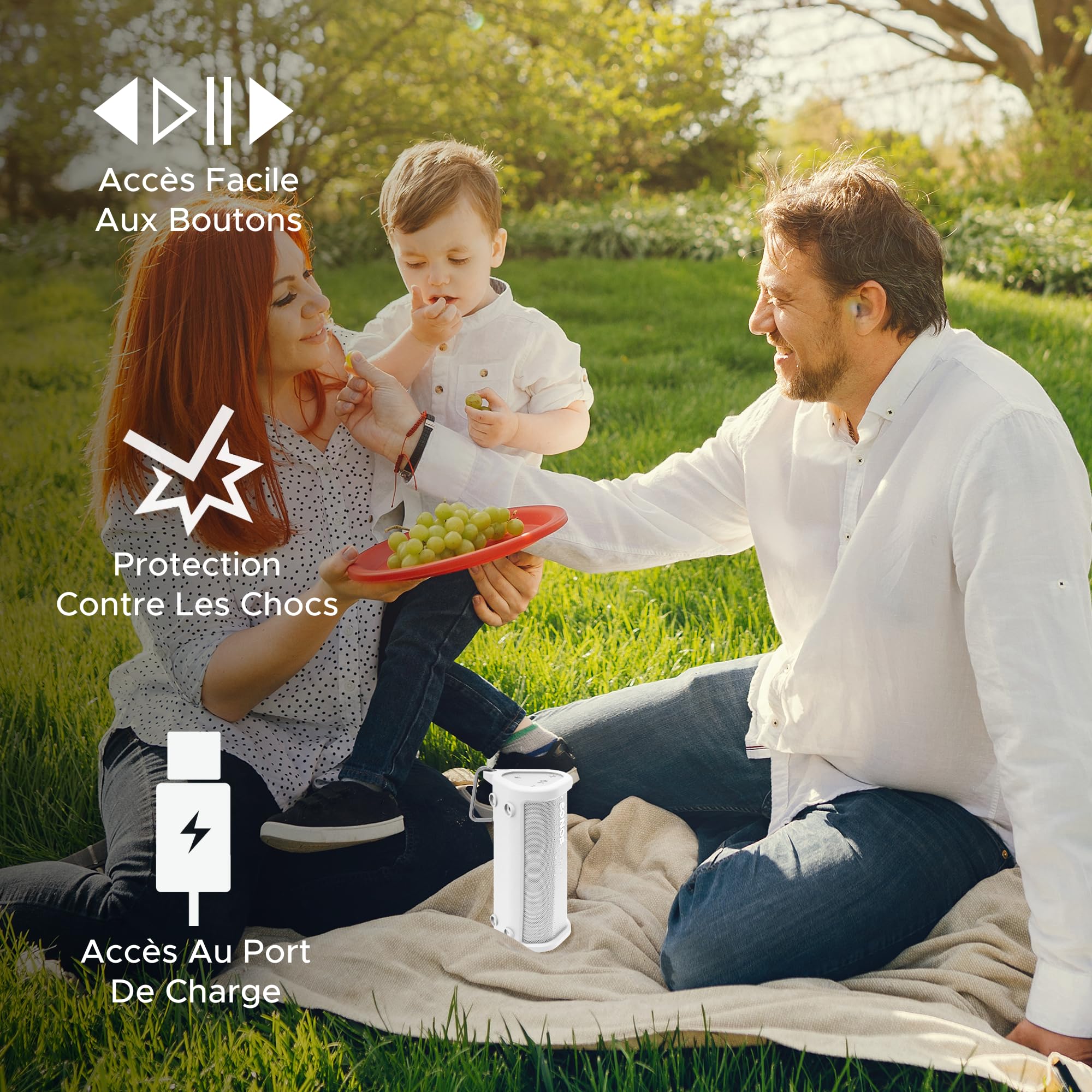Étui Protecteur en Silicone Résistant pour Sonos Roam 2 | Nouvelle Couleur Blanche | avec Bouton Bluetooth pour Roam2 | Protégez Votre Haut-Parleur Bluetooth sans Fil avec Cette Housse
