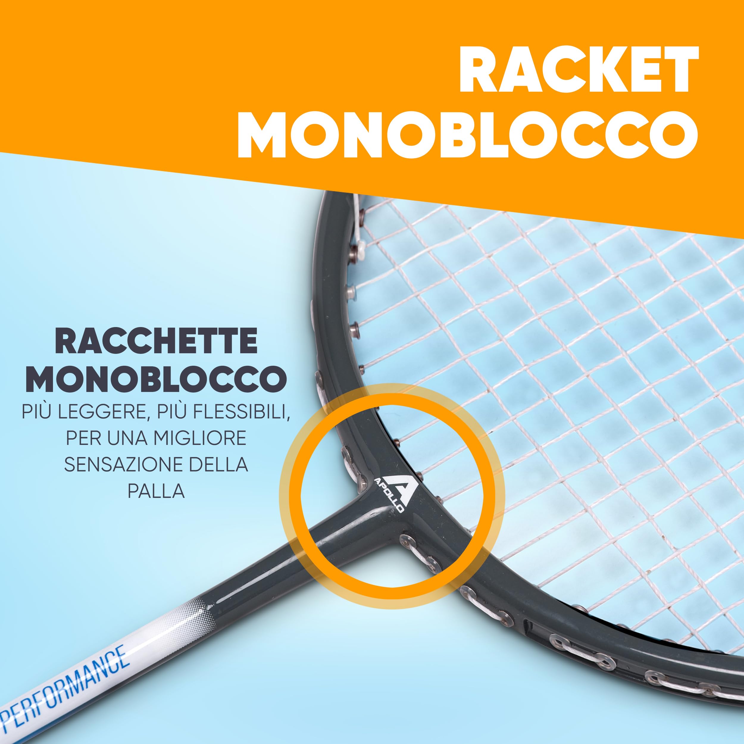 Apollo Set da Badminton Professionale | Racchetta in Carbonio per Allenamento, Sport e Intrattenimento | Con Borsa e Volano per Bambini