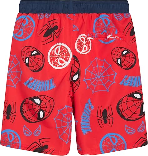 Vista 6 de Marvel Traje de baño para niños Avengers Spiderman Capitán América Spidey and Friends UPF 50+ de secado rápido para niños (2T-12)