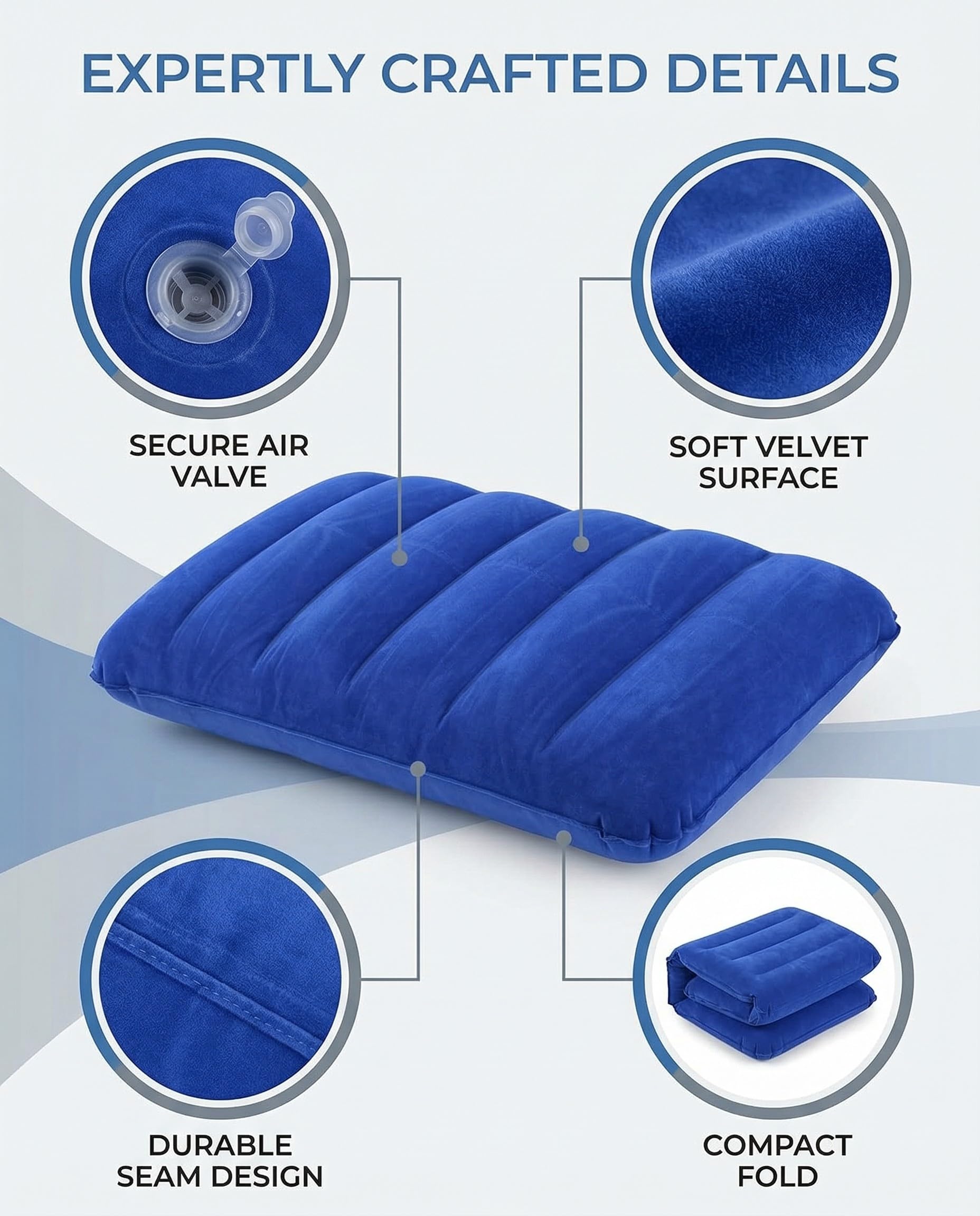 2 piezas Almohadas Inflables de Viaje para Acampar Almohada para Inflar Almohadas de Camping Hinchables Almohada de Viaje Cojín de Aire para Playa, Senderismo