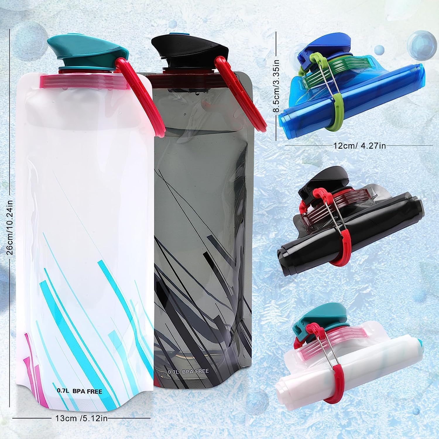 Botella Trekking Senderismo Festival Sztqqing Botella Plegable De 1000 Ml, 2 Unidades, Color Blanco Y Botella Plegable Blanca Y Negra