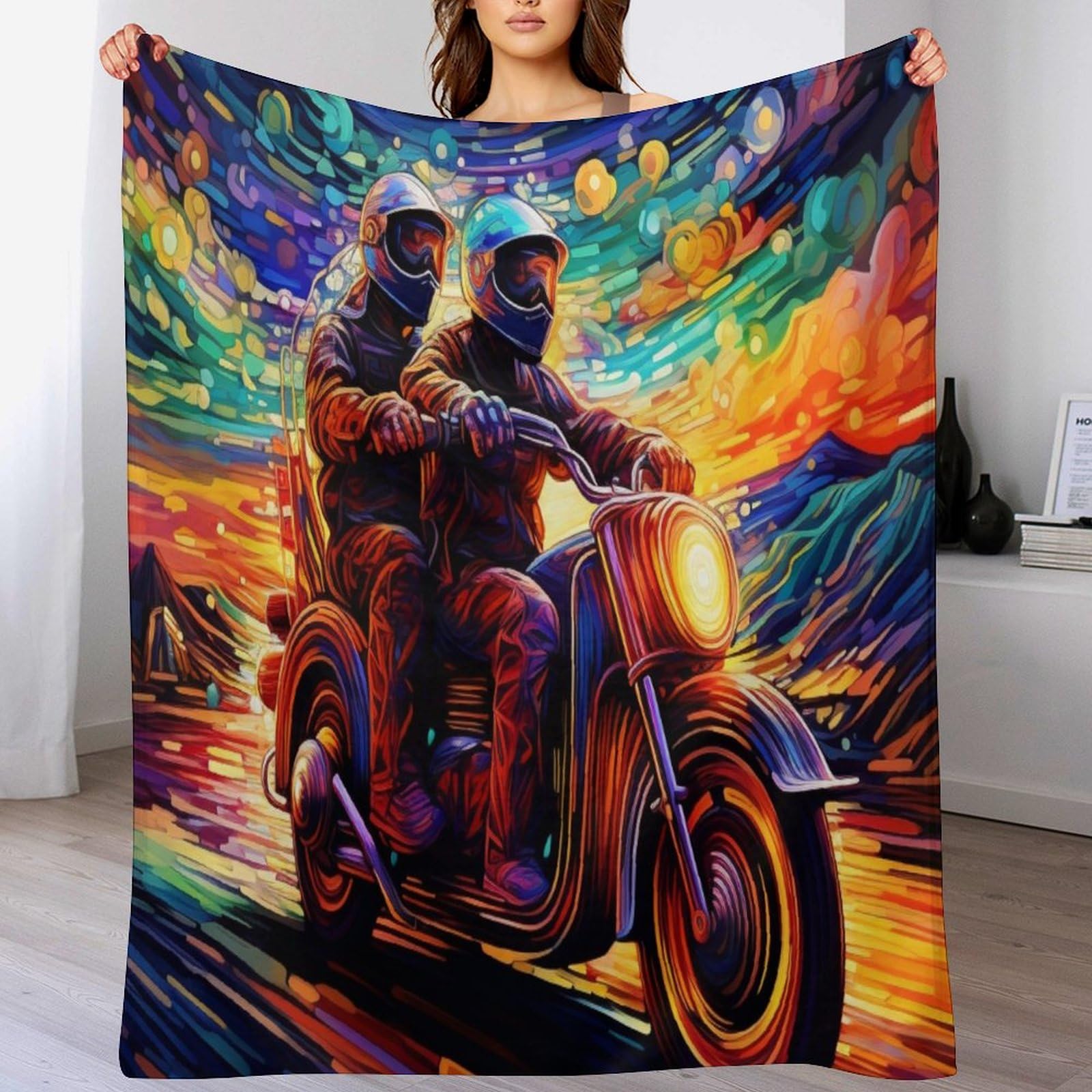 Couverture en peluche flannel moto haut de gamme lit et canapé