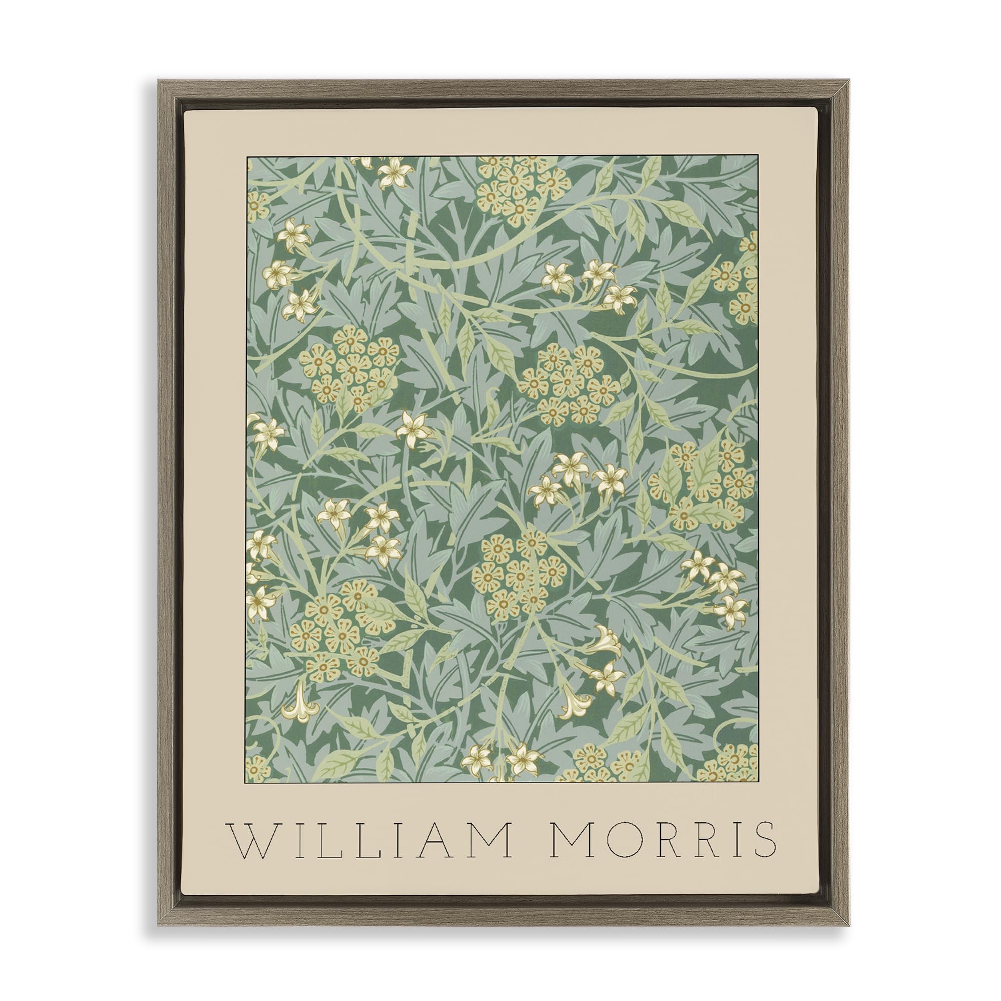 Stupell Industries Montalcino Elm (Textured) 'William Morris Green Tones'| Floating Frame Canvas Art