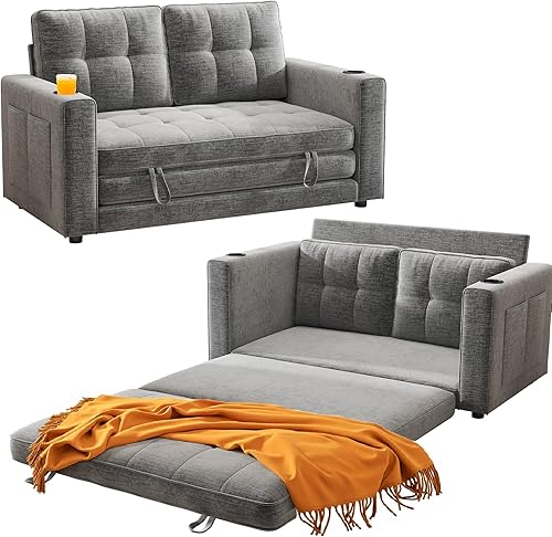 WorthFurni Sofá cama convertible, sofá cama plegable 2 en 1, sofá biplaza extraíble, sofá cama de piso para espacios pequeños, sofá cama plegable