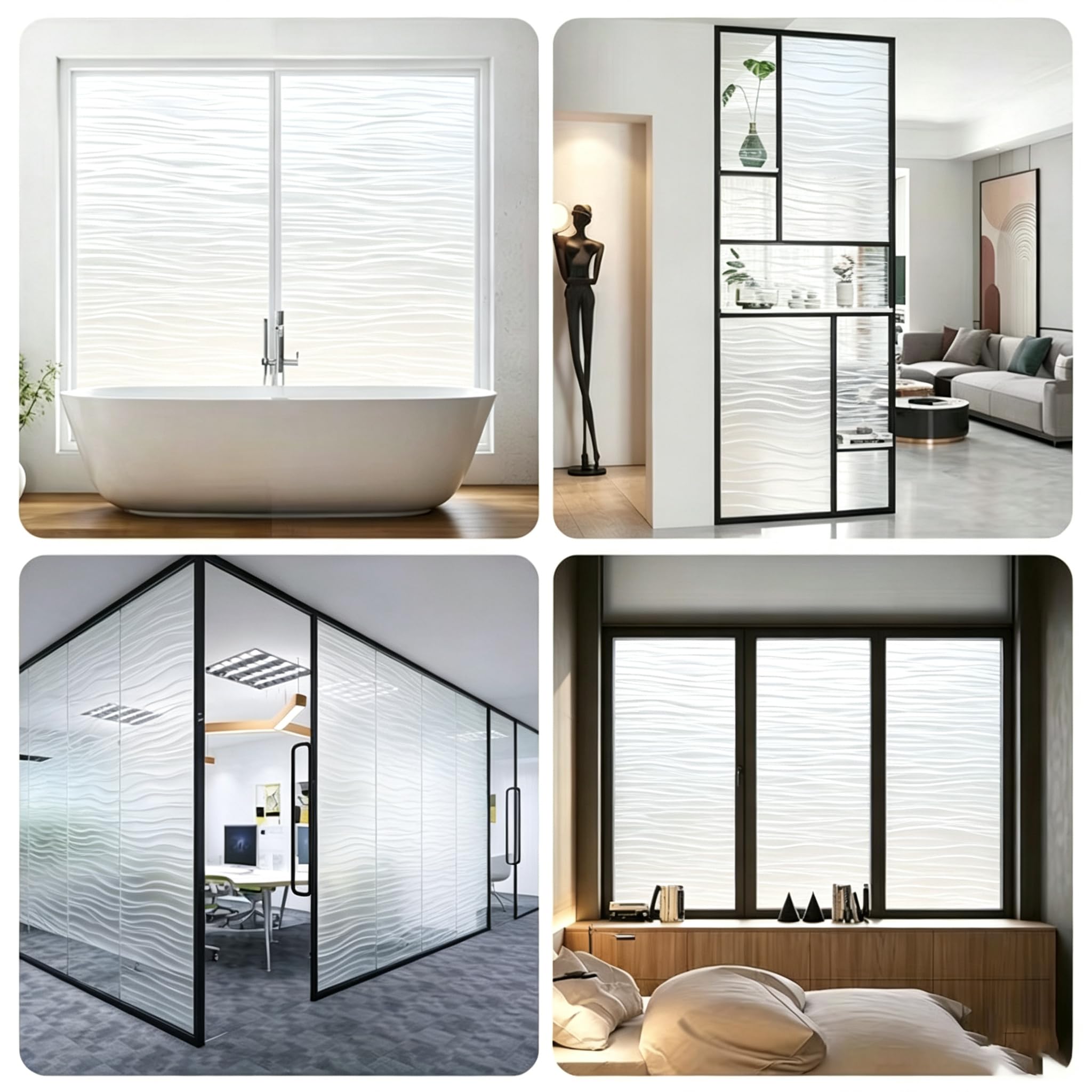 Film Fenetre Anti 110 x 240 cm pour Intimité Protection UV Papier Occultant pour Vitre Pas de Colle Convient La Cuisine de Salle Bain Chambre du Bureau, Doubler