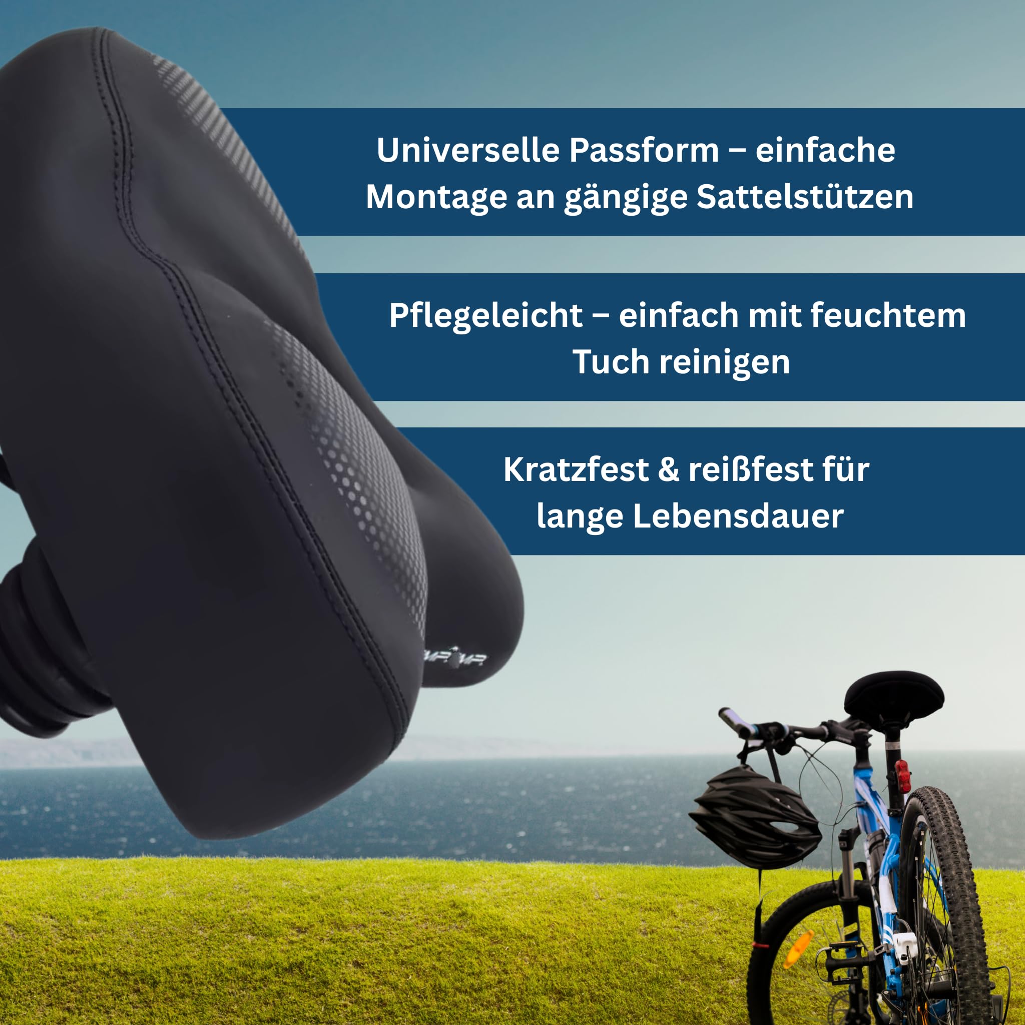 ErgoSoft Fahrradsattel - Extra Breiter Komfortsitz Für Damen/Herren MTB & Citybike