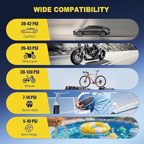 Miniatura 6 de Inflador de neumáticos, compresor de aire portátil, bomba de aire inalámbrica 150PSI más rápida con función de apagado automático para automóvil,