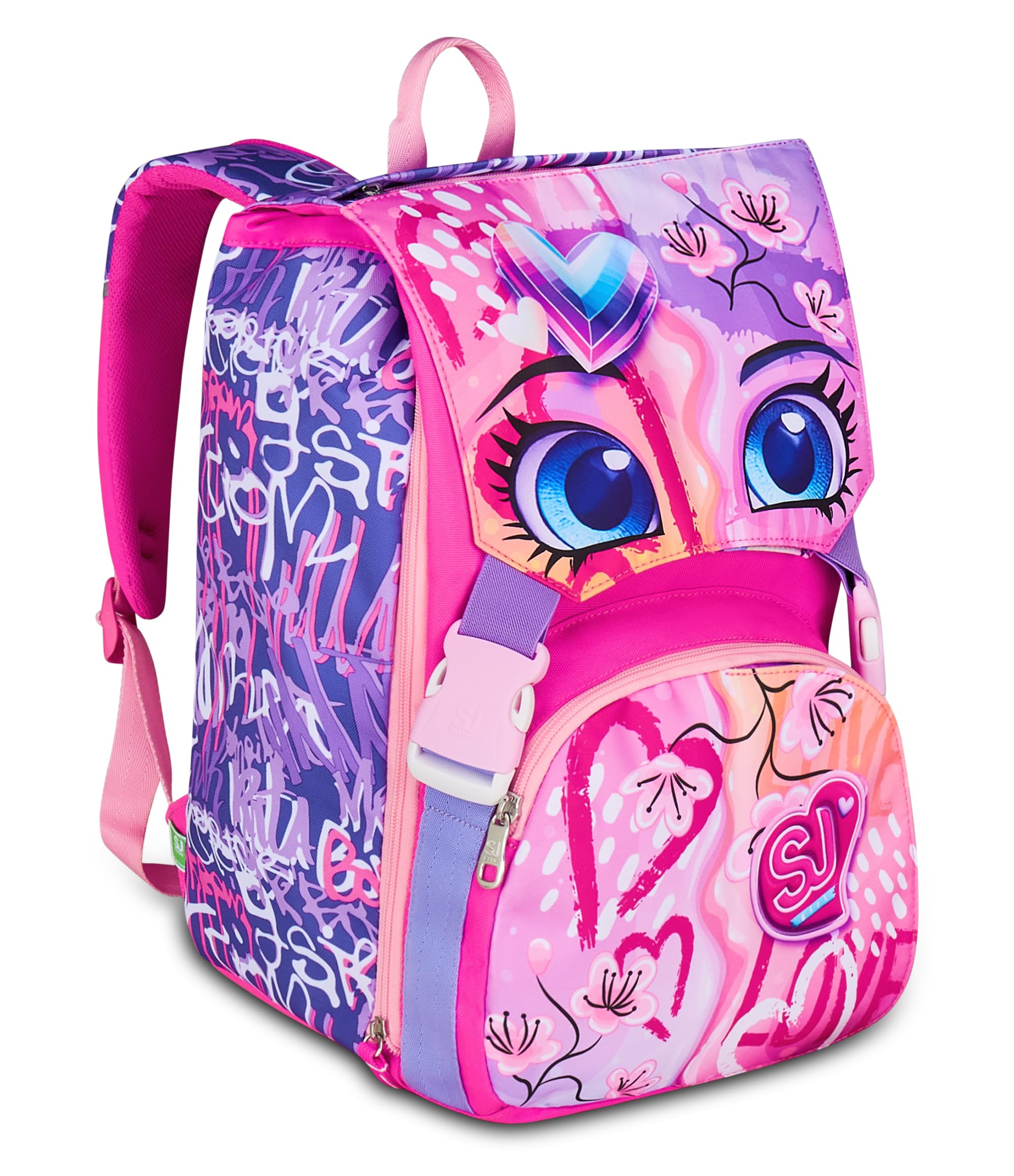 SJ GANG STYLE JAM GANG Zaino Doppio Scomparto Estensibile, Rosa, Maxi Capienza, Schienale Preformato, Bambina, Scuola Elementare