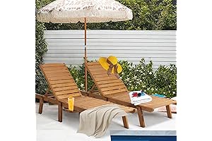 Relaxing Outdoor Oasis: Wooden Chaise Lounge Set for Endless Sunbathing