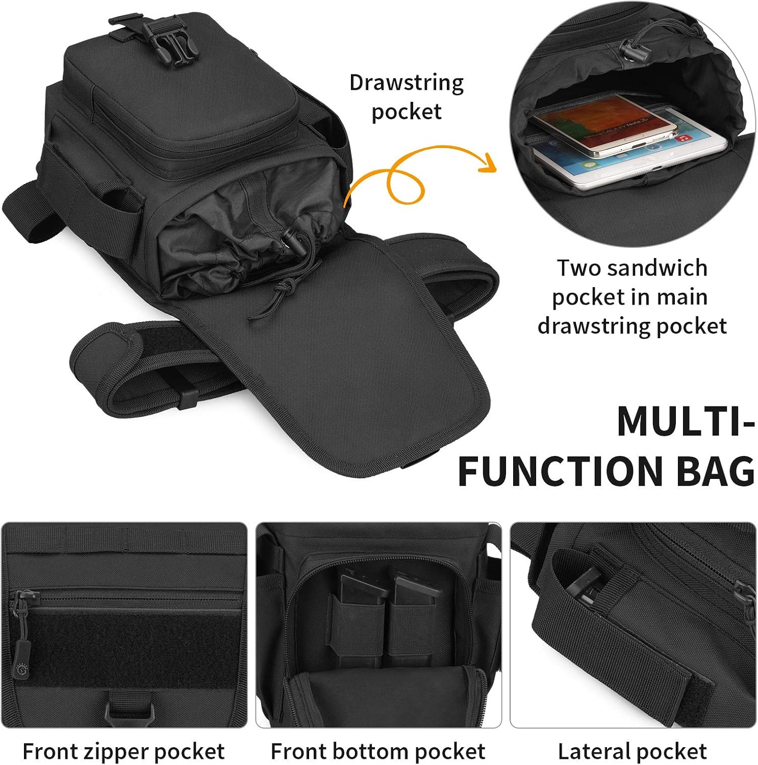 HUNTVP Leg Bag Tactical Drop Leg Bag Motorbike Molle Pouch Cross Over Leg Rig Thigh Pack for Motorcycle Cycling Riding Outdoors Camping - Image 5