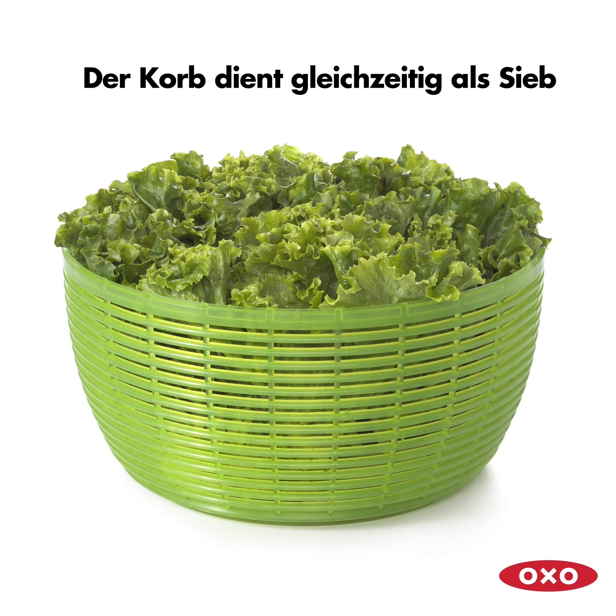 OXO Good Grips Salatschleuder mit Sieb und Deckel, grün – zum Trocknen von Salat