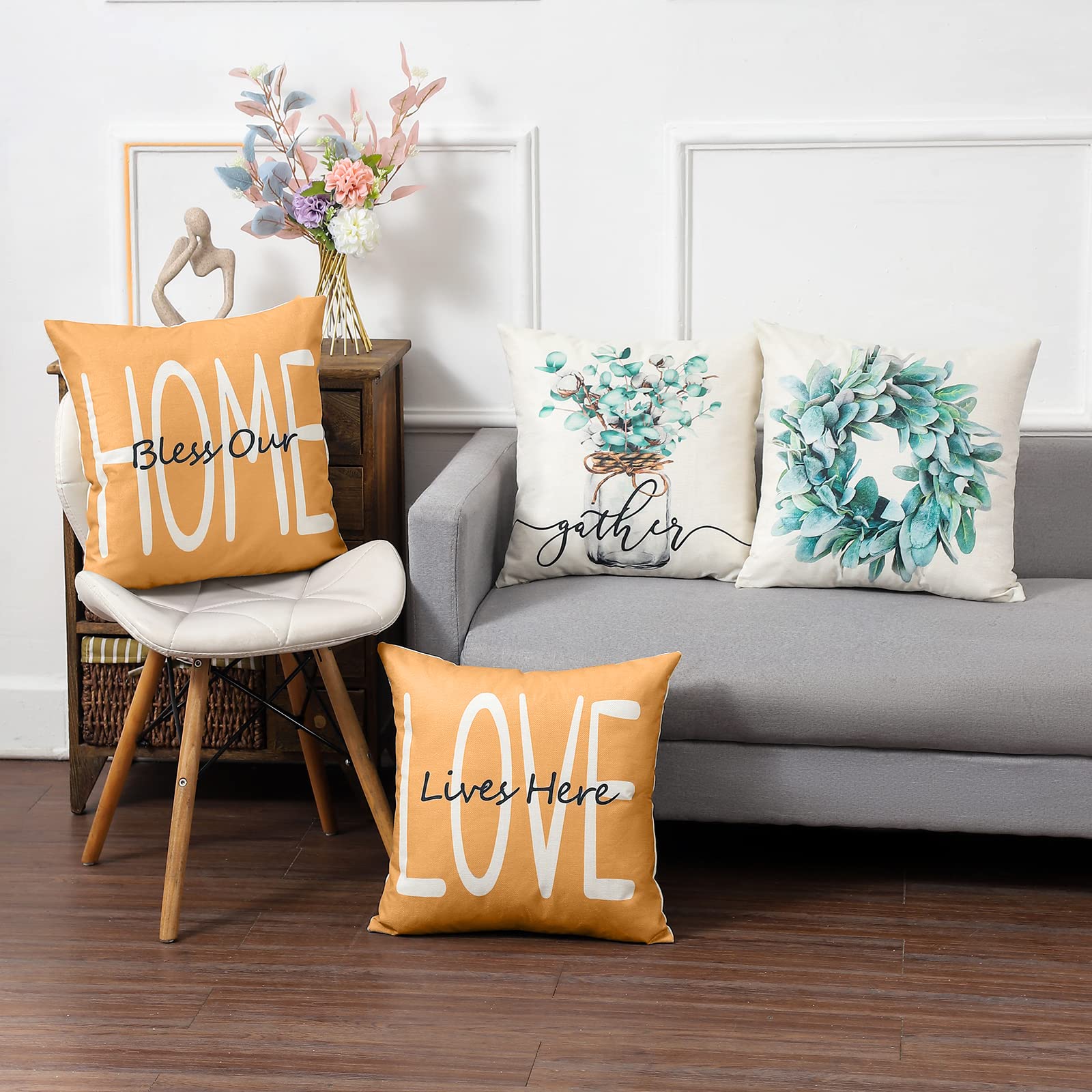 Wyooxoo Ensemble De 4 Housses De Coussin Décoratives Naturelles