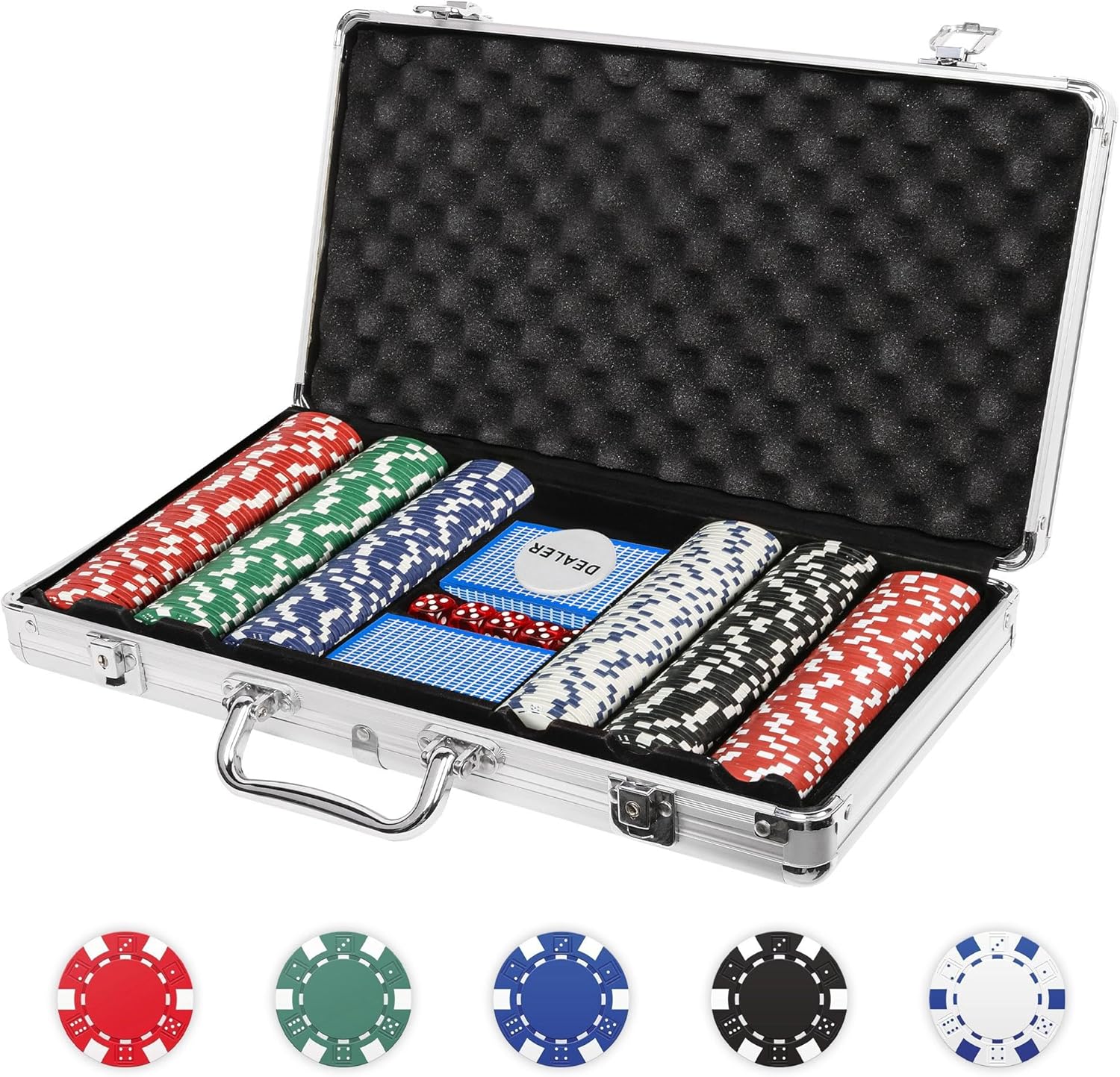 Poker Chips Set, 300PCS Poker Chips with Carrying Case for Texas Holdem Blackjack Gambling