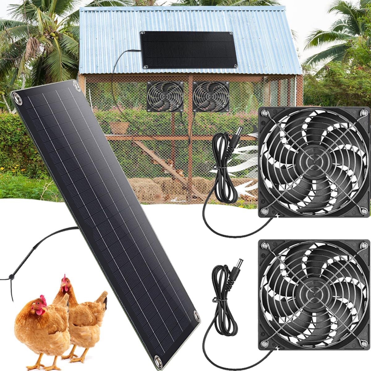 Amazon.com: LETOUR Solar Panel Fan Kit, 10W Weatherproof Dual Fan for ...