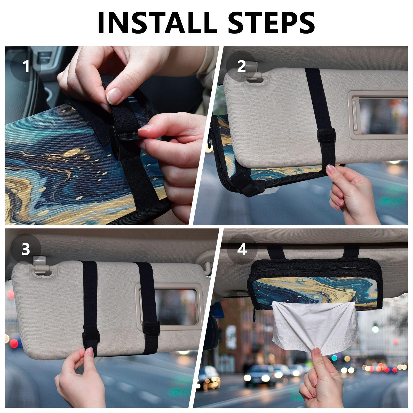 Amazon.com: GUIJI Dark Blue Marble Car Tissue Box, Car Tissue