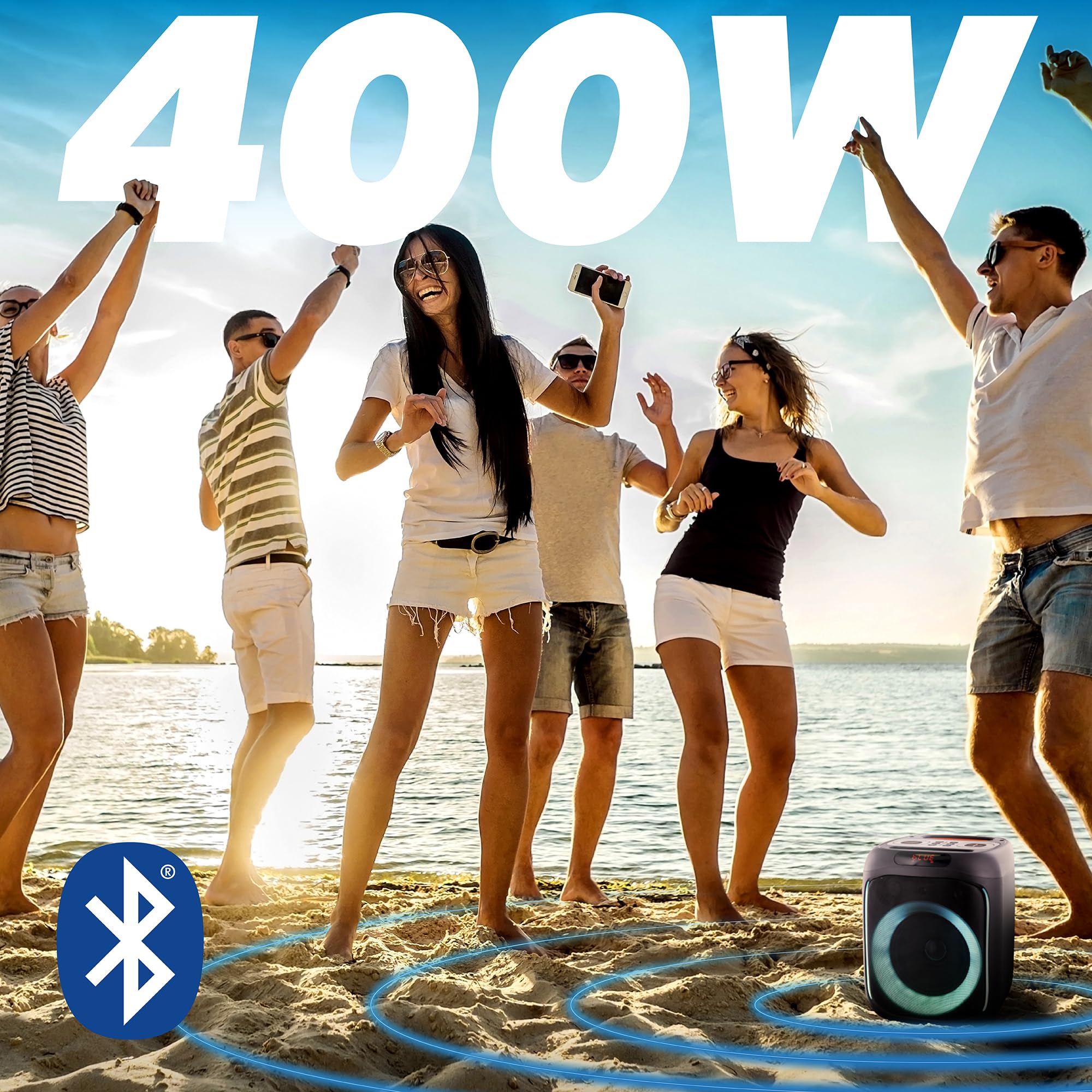 T'nB Cube Blaster, bezprzewodowe połączenie Bluetooth, wydajny przenośny głośnik 40 W, podświetlany z 4 trybami RGB, idealny na imprezy i wieczory, lekki kwadratowy format do zabrania wszędzie -