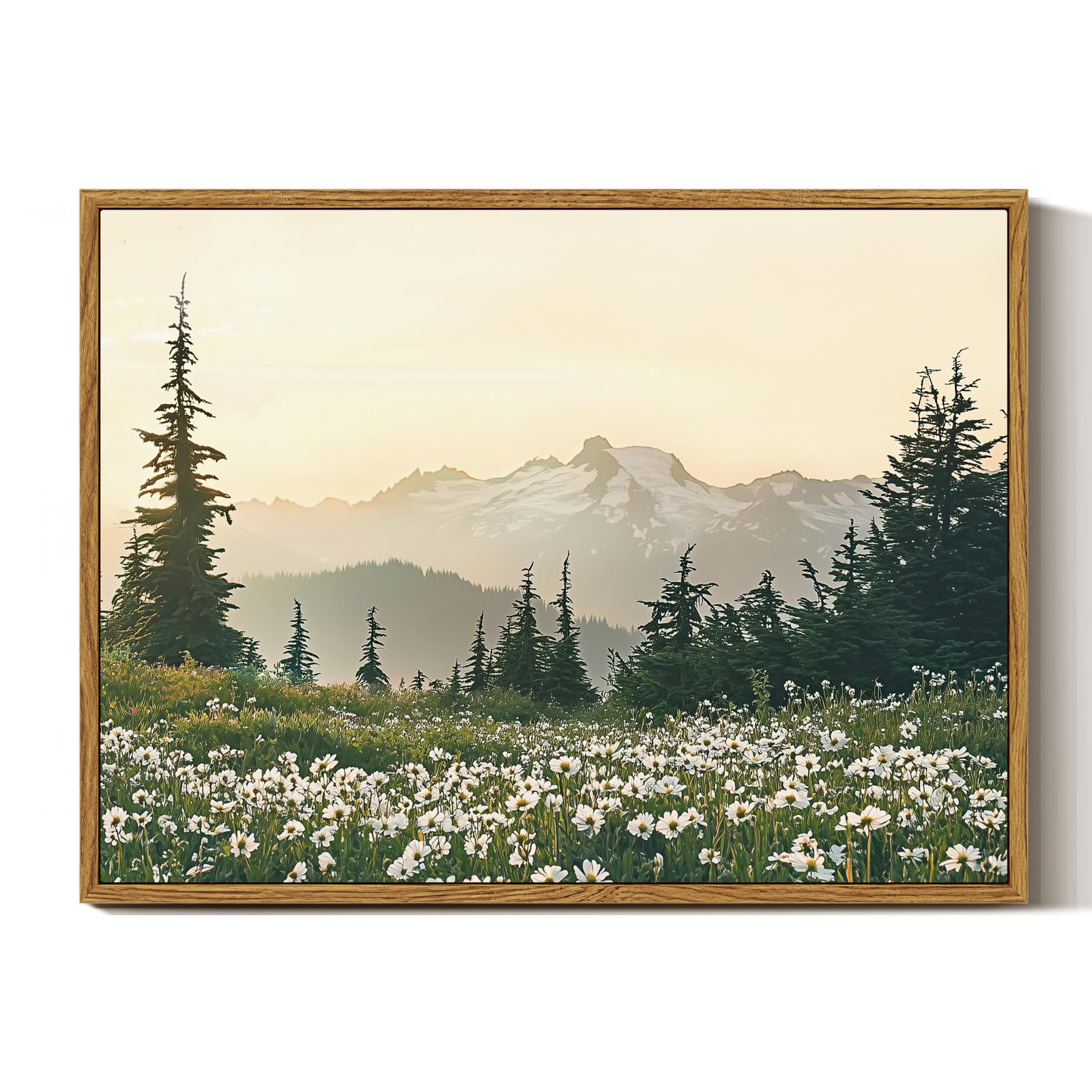 InSimSea Framed Canvas Wall Art, Meadow with Flowers Painting, Landscape for Living Room, Bedroom, Home, Bathroom Decor, 8x10 — view 149