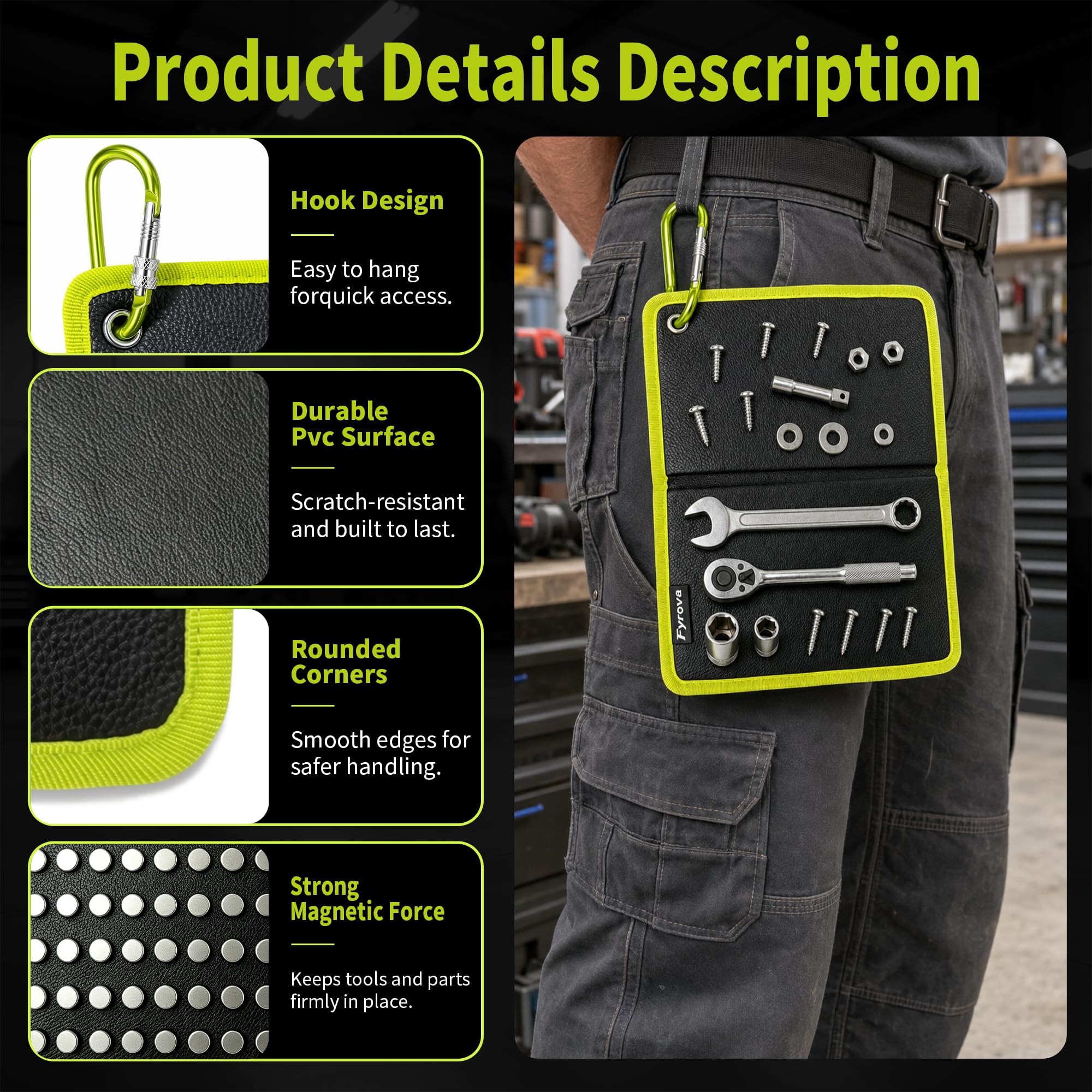Magnetic Tool Mat Set, 3-Pack 40LB Mats & Telescoping Pickup Auto Repair — Amazon image 2
