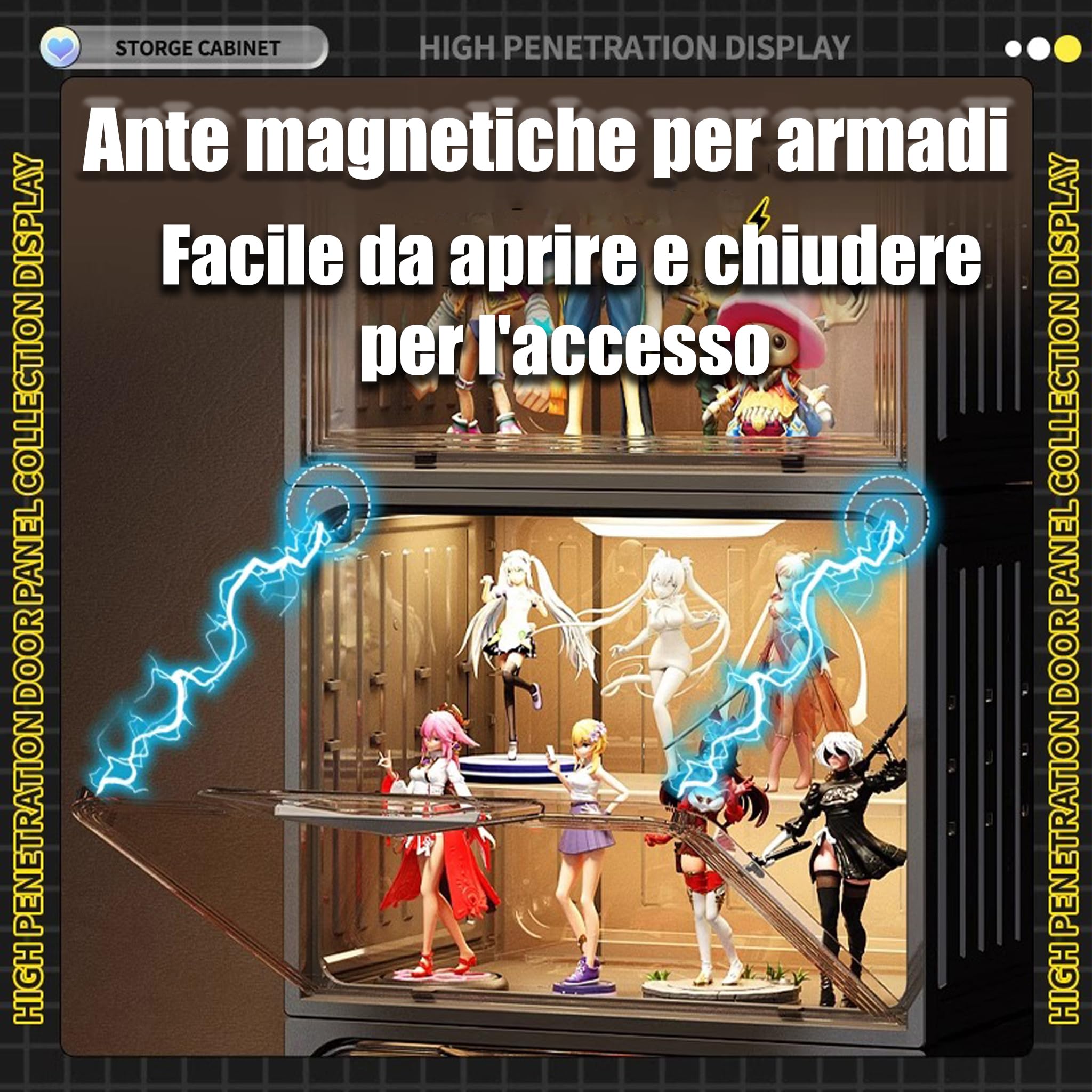 Vetrina Espositiva Per Collezionismo,Vetrina Espositiva Con Led Da Terra[6 Piano/Lampada Telecomandata/Sigillata E Antipolvere] Per Giocattoli Da Collezione, Libreria Per Casa, Sala Giochi
