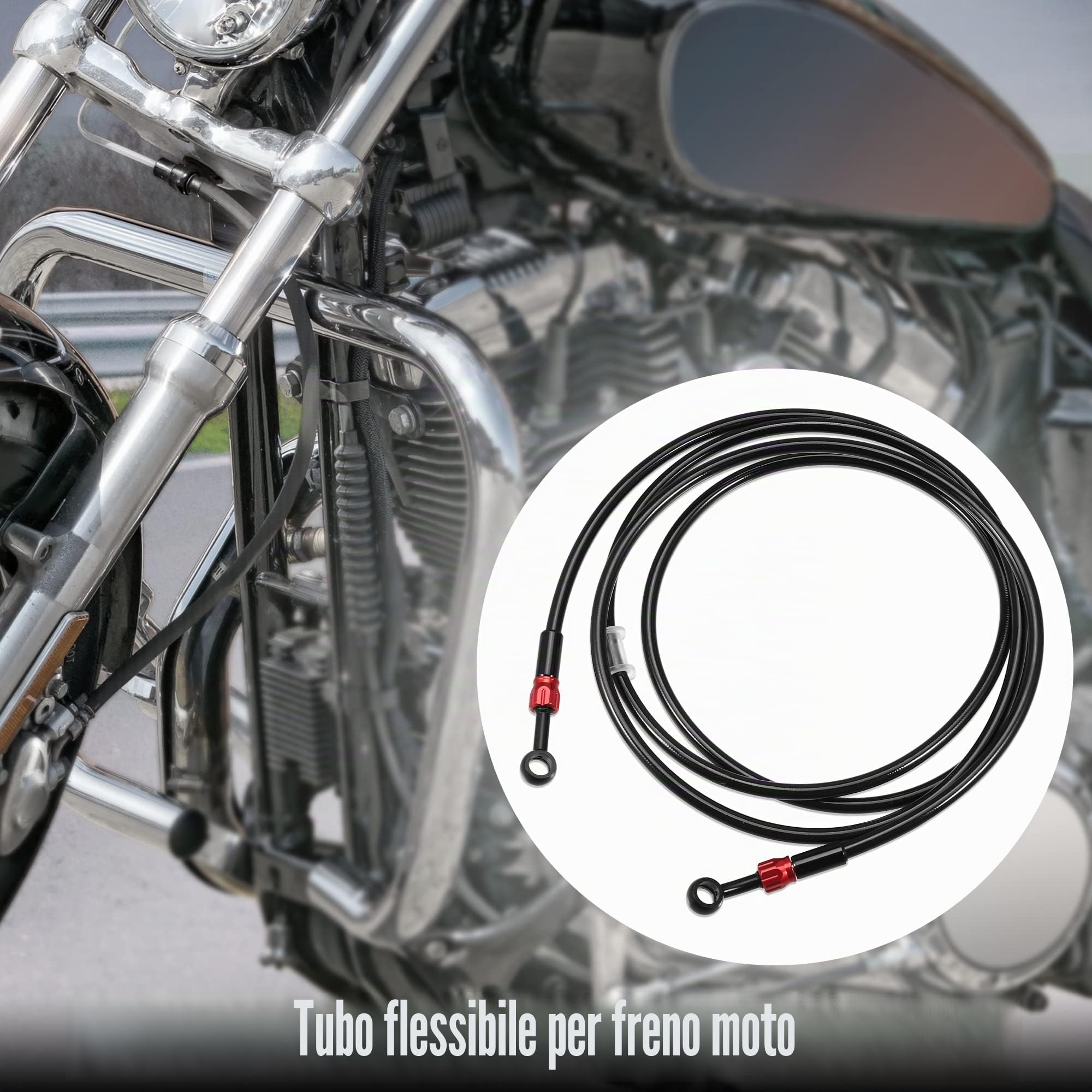 A ABSOPRO Tubo Freno Moto Nero 1 Set AN3 28 90 Gradi 240cm