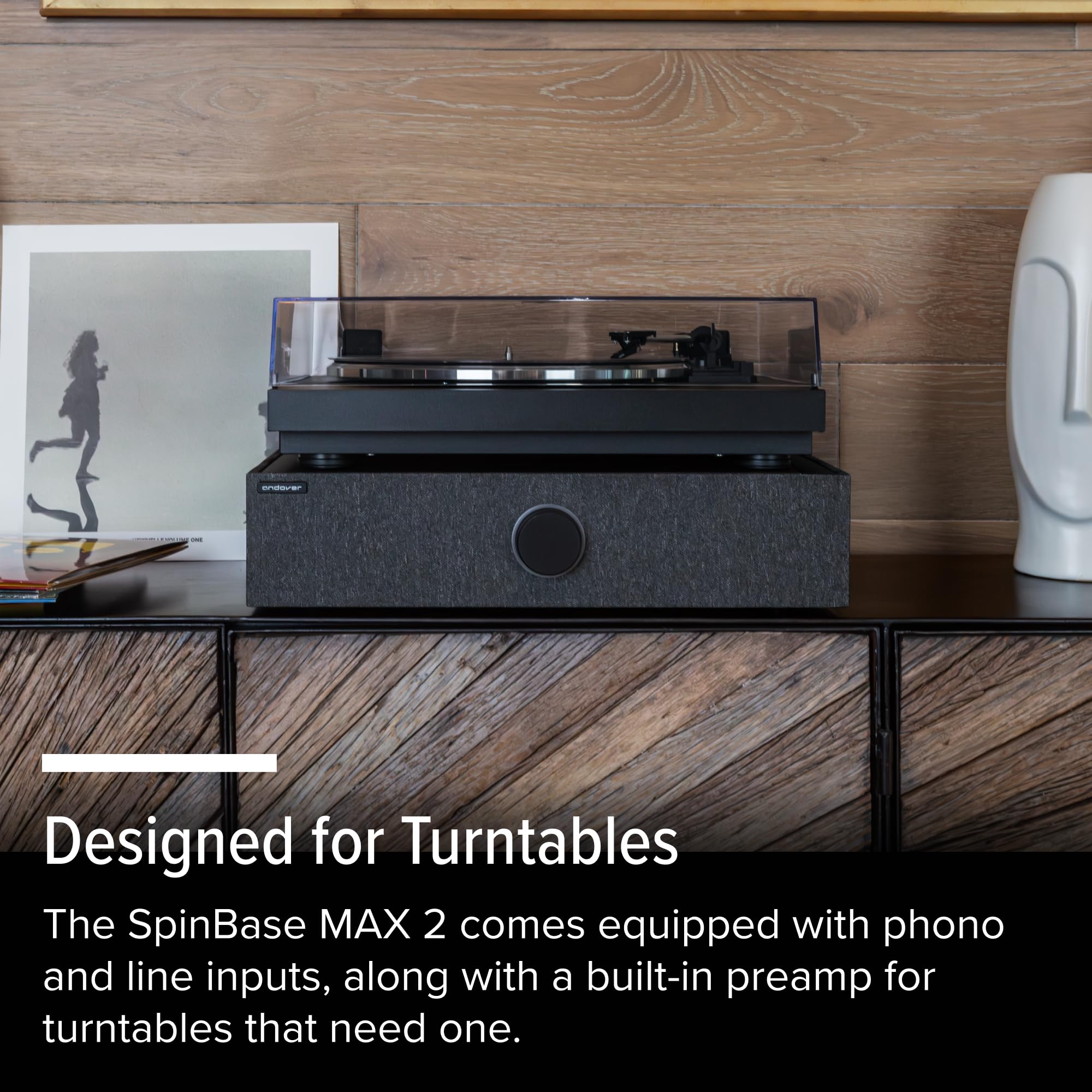 Andover Audio SpinBase MAX 2 Premium Sistema di altoparlanti Bluetooth Streaming preamplificatore phono controlli capacitivi tecnologia IsoGroove