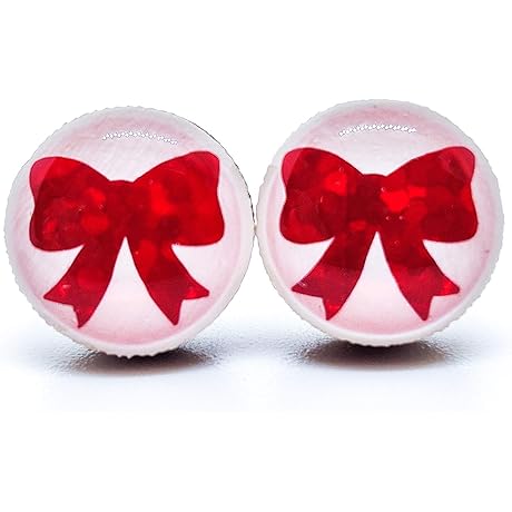 Stud Earrings, Sparkly Red Velvet Bow, Handmade Earrings