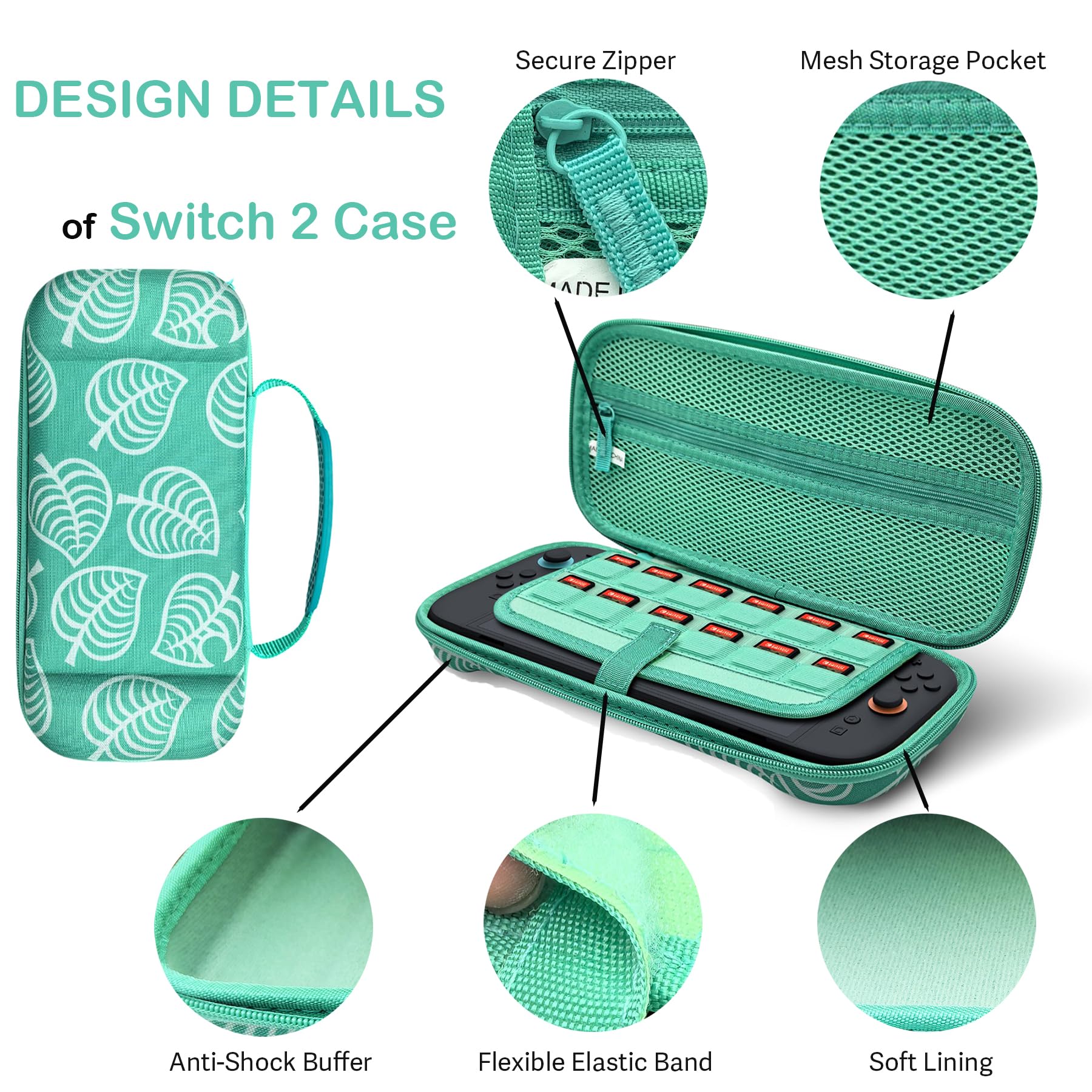 BlueMW Tasche Kompatibel mit NS Switch 2, Harte Schutzhülle Carry Case für Switch 2 Konsole, 12 Spiele und Stauraum für Zubehör