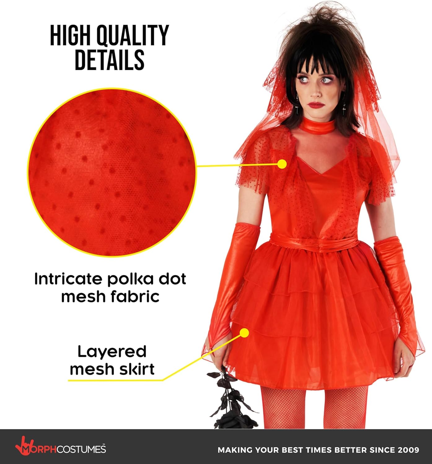 Morph Red Bride Costume Women, Gothic Wedding Dress, Red Bride Costume, Halloween Costumes For Women Adult - Image 3