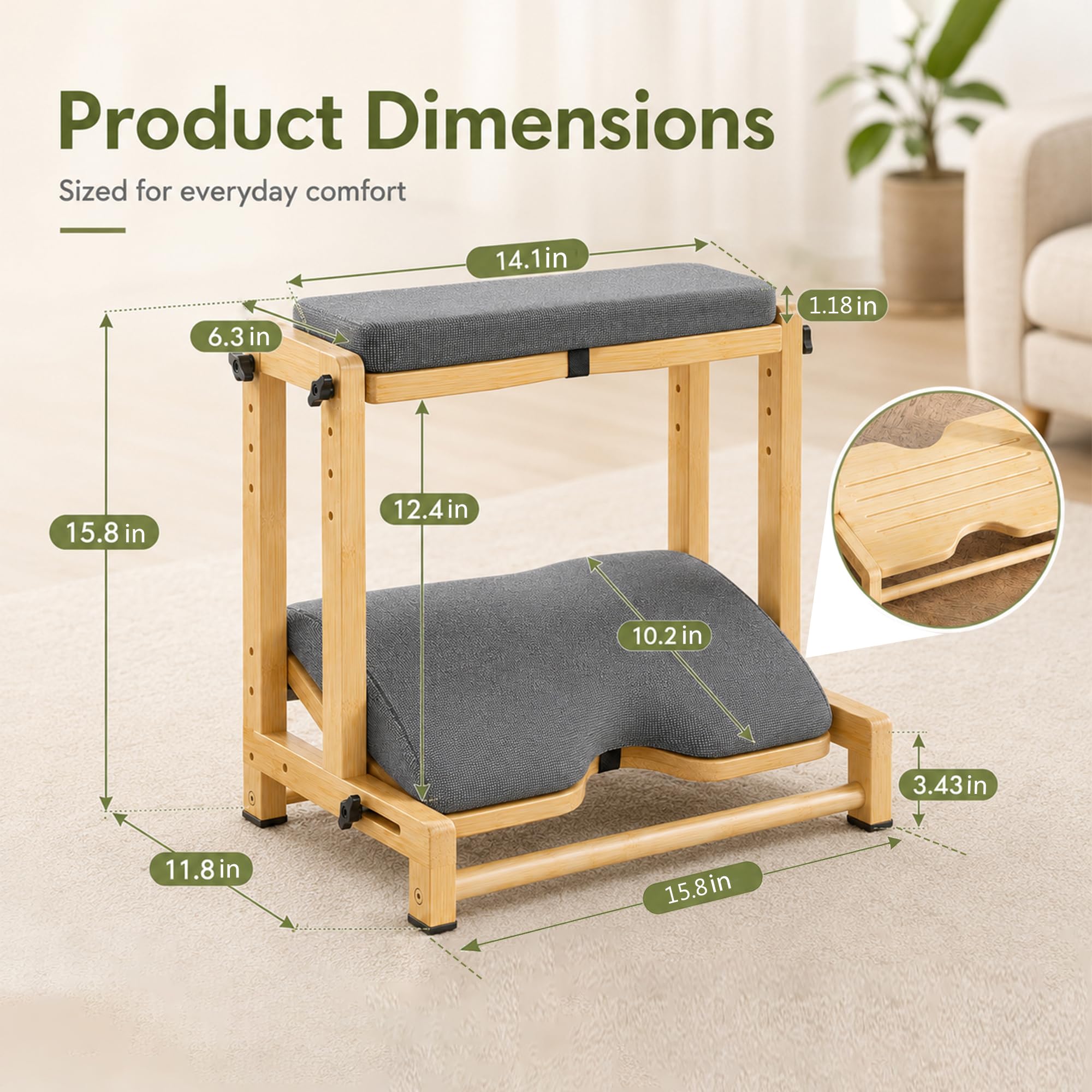 auvstar Fußstütze Schreibtisch,2-in-1 Fußbank Holz (Grau)