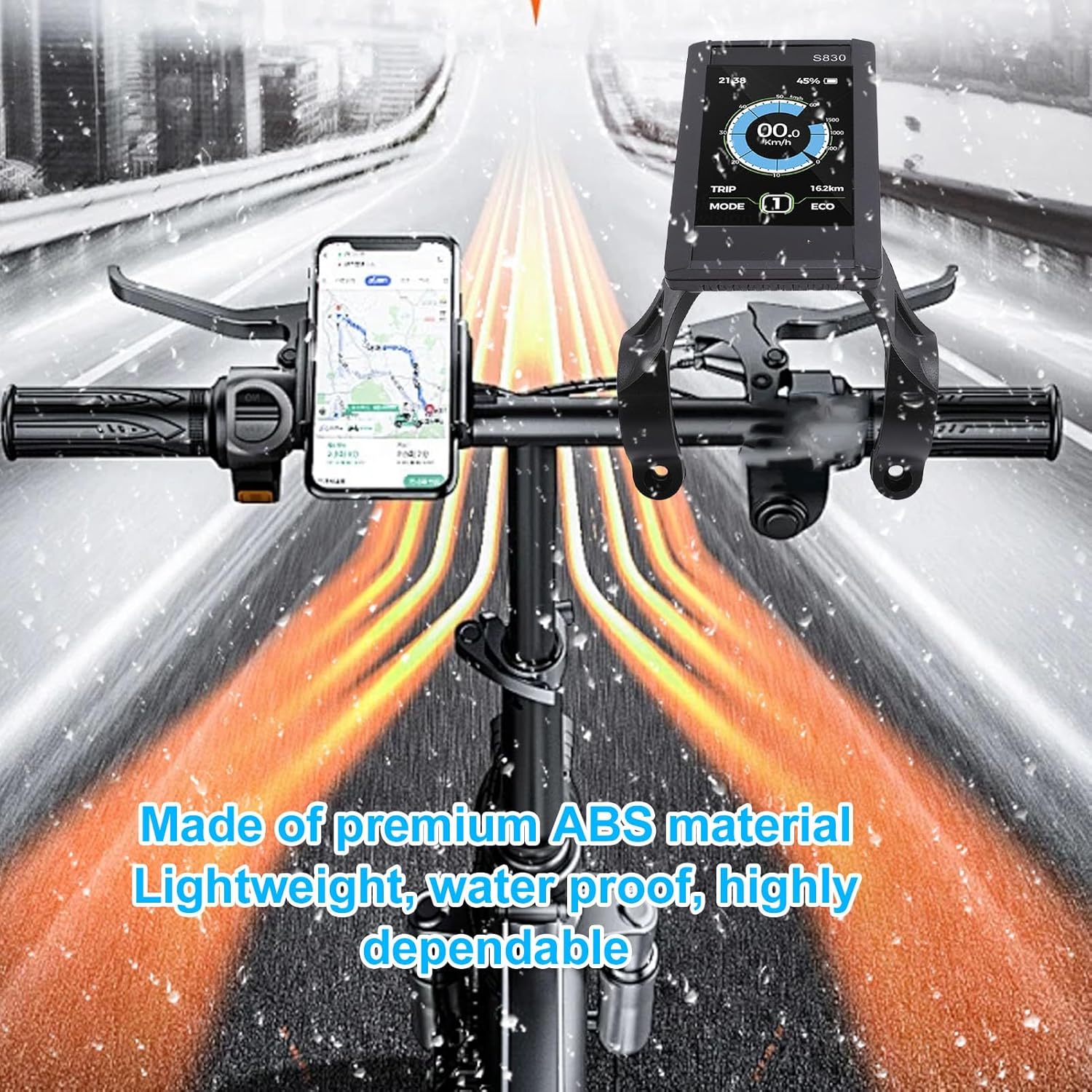 Electric LCD Display Meter, Display Cycling Computer and Speedometer Odometer with 5 Pin Large LCD Screen, ABS Material and 5 Core Water Proof Cable for 22.2mm Handlebars