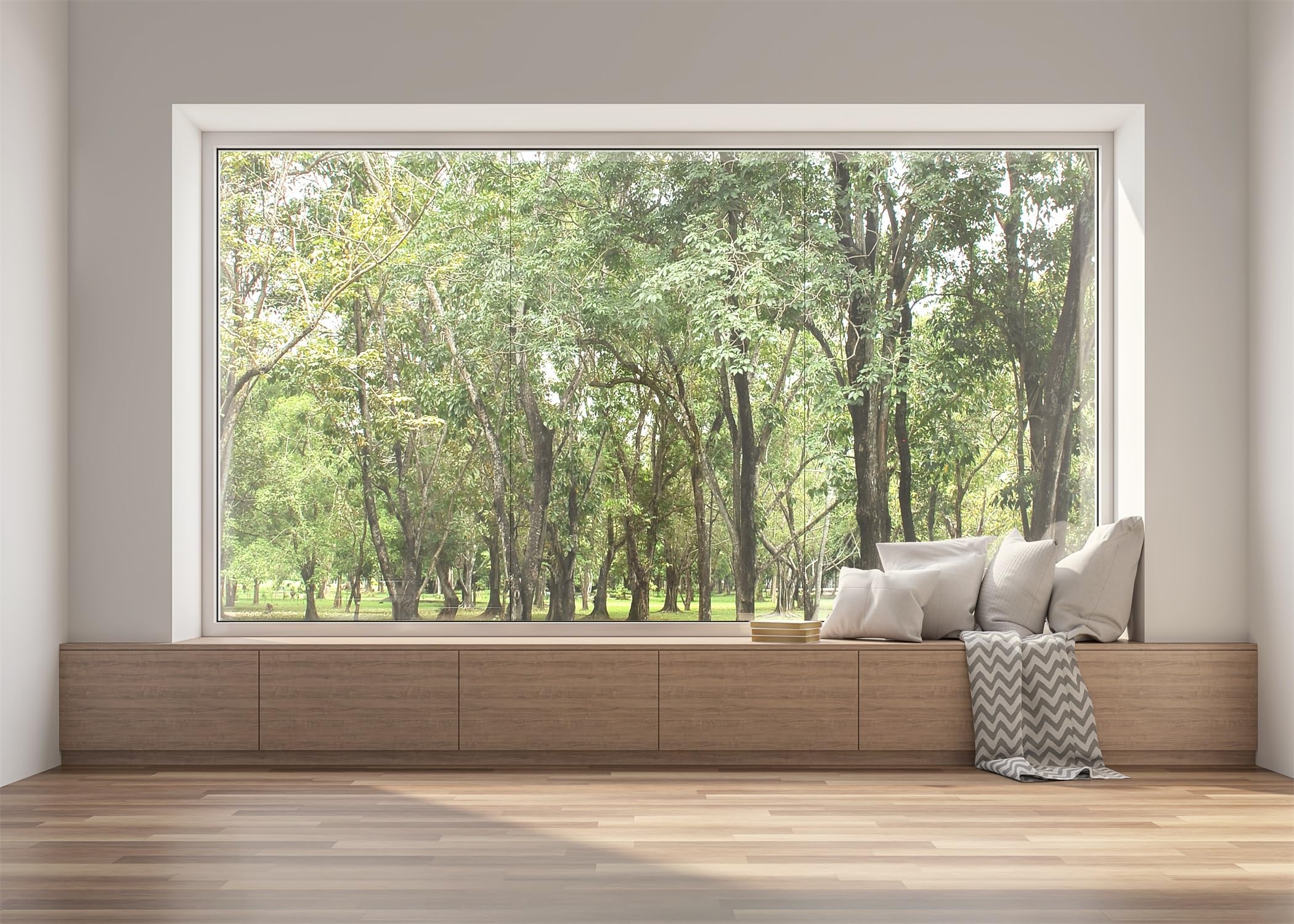BELECO 4.6x2.5m Tessuto Soggiorno Finestra Foresta Sfondo