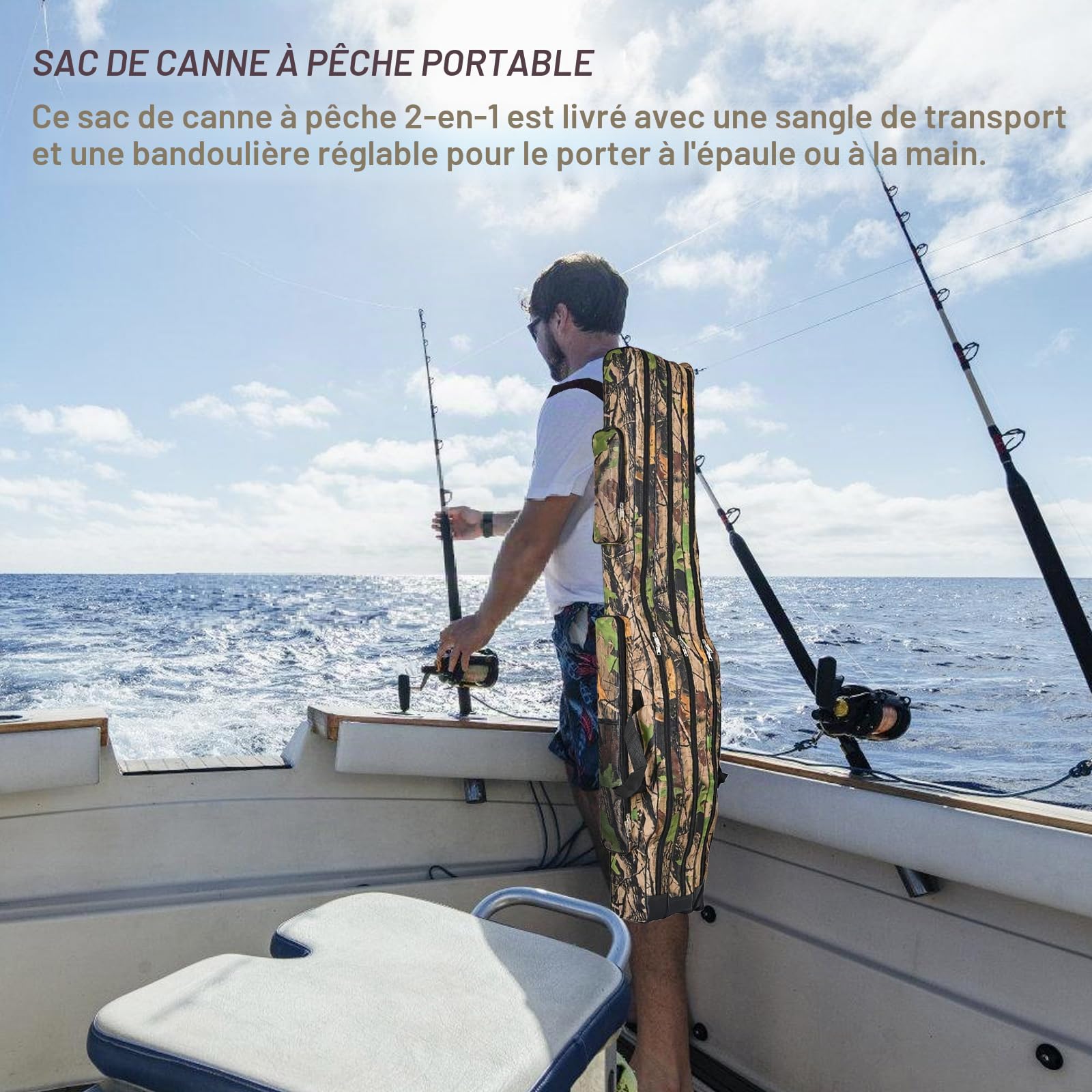 Fourreau Canne A Peche, Sac De Peche 3 Couches, 150cm Sac De Canne À Pêche Portable, Canne À Pêche Moulinet Sac A Dos Peche, Accessoires De Pêche Housse Canne A Peche Pliable(Couleur Du Grand Arbre)