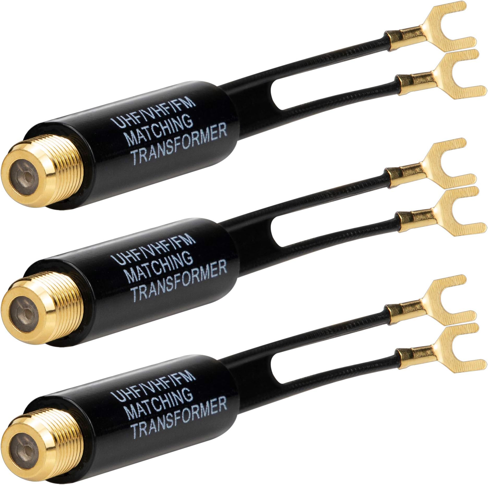 Ancable Matching Transformer, 3-Pack Gold Plated - 75 Ohm to 300 Ohm Adapter - UHF/VHF/FM Balun Transformer - Antenne Transformer Converter Adapters with F Female Jack for TV, Radio, Coax Antenna