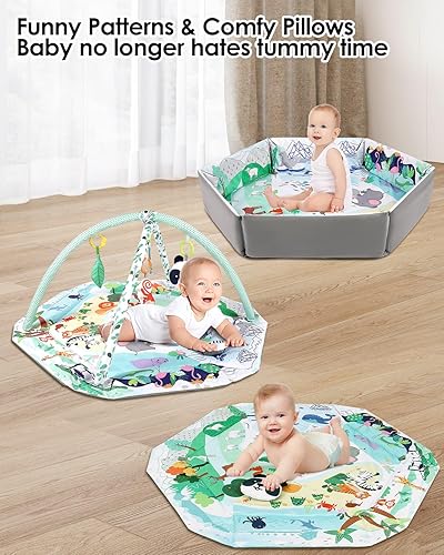 Miniatura 6 de dearlomum Tapete 4 en 1 para el tiempo de barriga, tapete de juego de actividades para bebés, alfombrillas de juego para recién nacidos para el
