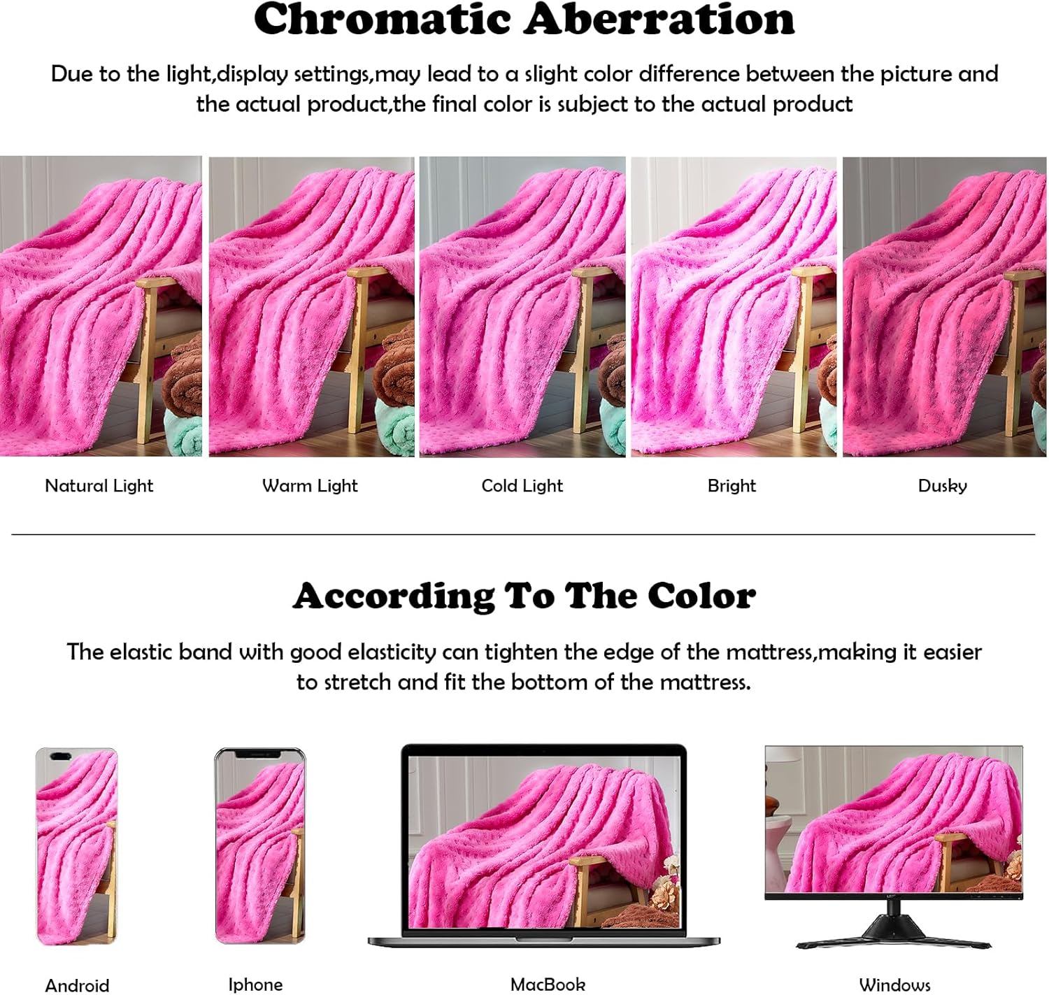 NEWCOSPLAY Super Soft Throw Blanket Pink Premium Silky Flannel Fleece 3D Waffle Checkered Lightweight Bed Blanket All Season Use (Hot Pink, Throw(50"x70")) - Image 6