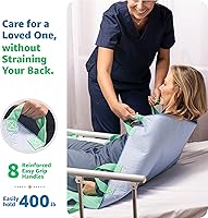 Vista 6 de Improvia Almohadilla de cama de posicionamiento, con 8 asas reforzadas, de secado rápido, lavable, impermeable, para levantar, girar, trasladar