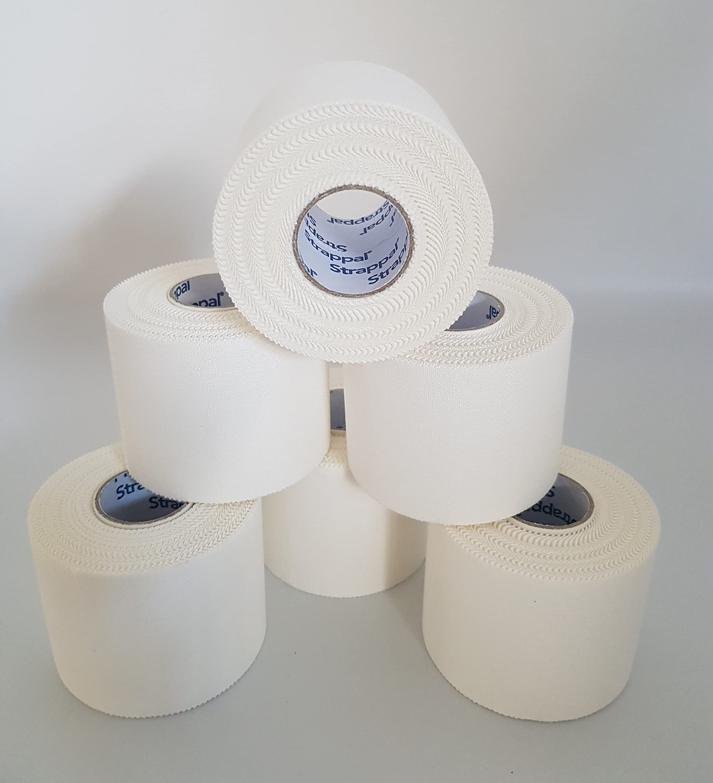 Strappal nastro taping sportivo anelastico professionale tape zigrinato all’ossido di zinco per bendaggi funzionali stabilizzazione articolare fisioterapia e sport | latex free | 5 cm x10 m 6 pz