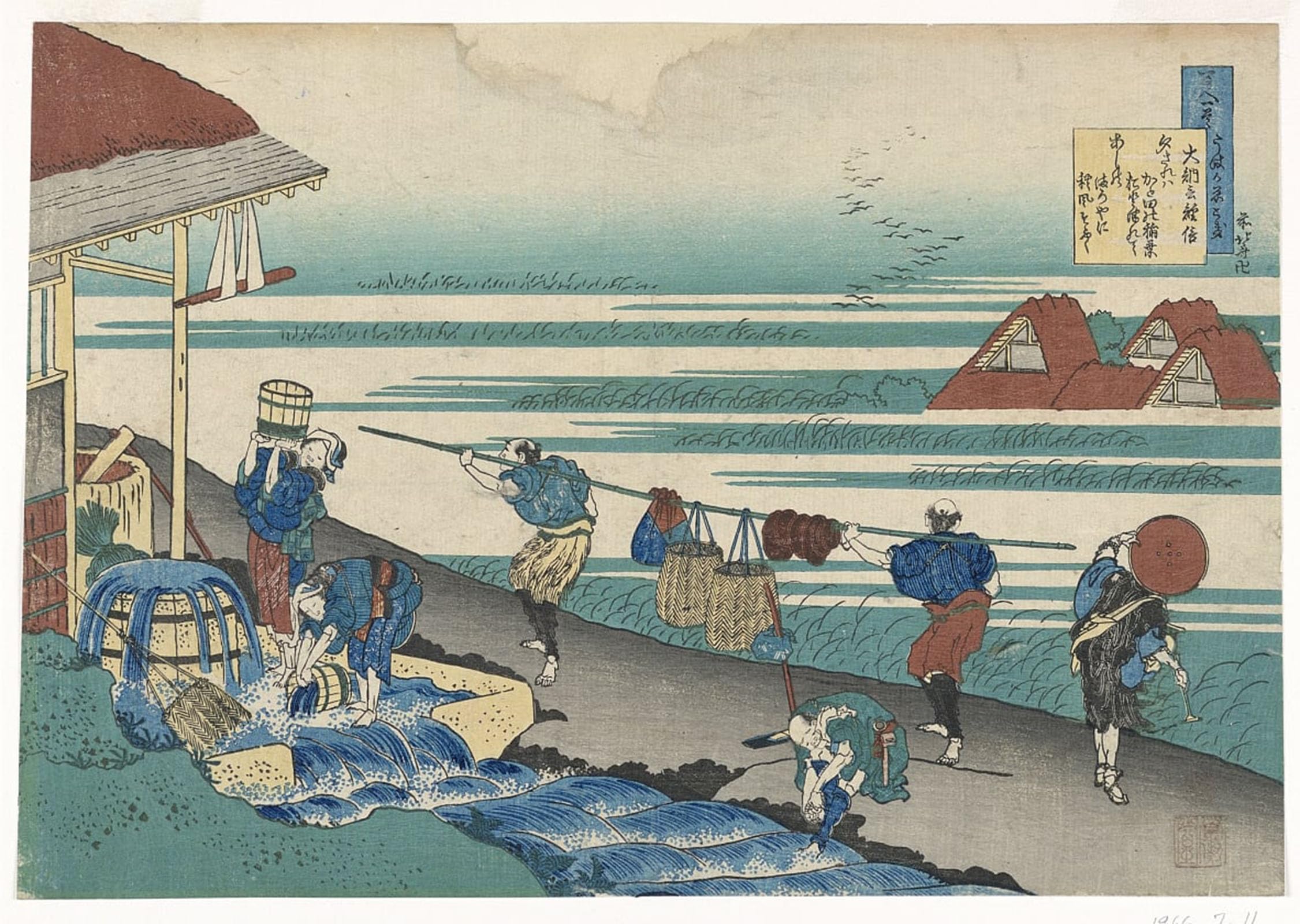 SERENDIPITP Abstract Painting Mural Print Picture Wall Decor Painting Workers Beside the Sea Dyeing Cloth by the Nurse by Katsushika Hokusai Vintage Wall Artwork for Home Decor 60x90cm