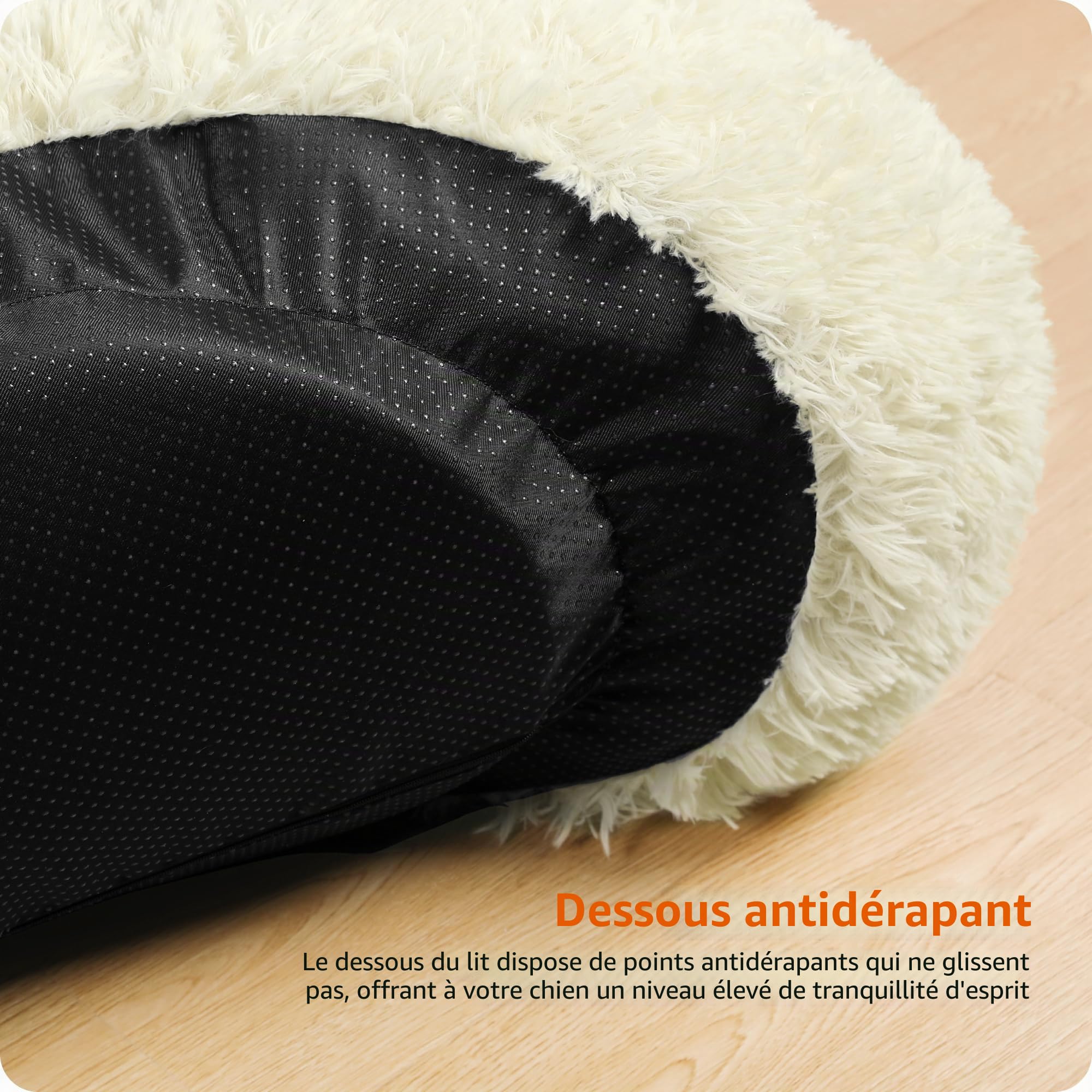 HMTOPE Lit orthopédique pour chien rond Coussin pour chien Canapé pour chat Lit en forme de donut Doux Panier pour chien Lavable, 100 cm Ø, Beige