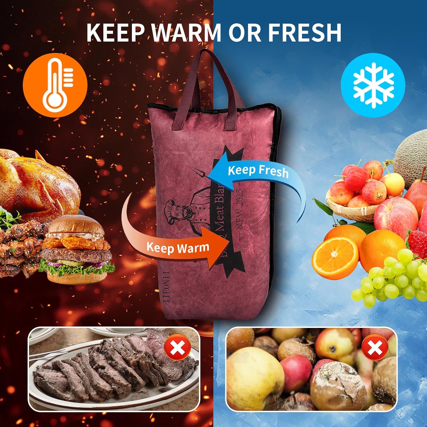 IIFONII BBQ Blanket for Resting Meat, Meat Resting Bag for Smoking, Reusable BBQ Resting Blanket, Insulated Meat Resting Blanket with Wide Capacity for Large Brisket/Beef, Smokers, Outdoor Activities - Image 7