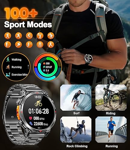 Miniatura 6 de Relojes inteligentes militares para hombres GPS, pantalla AMOLED de 1.56 pulgadas, llamada Bluetooth, reloj inteligente para teléfonos Android