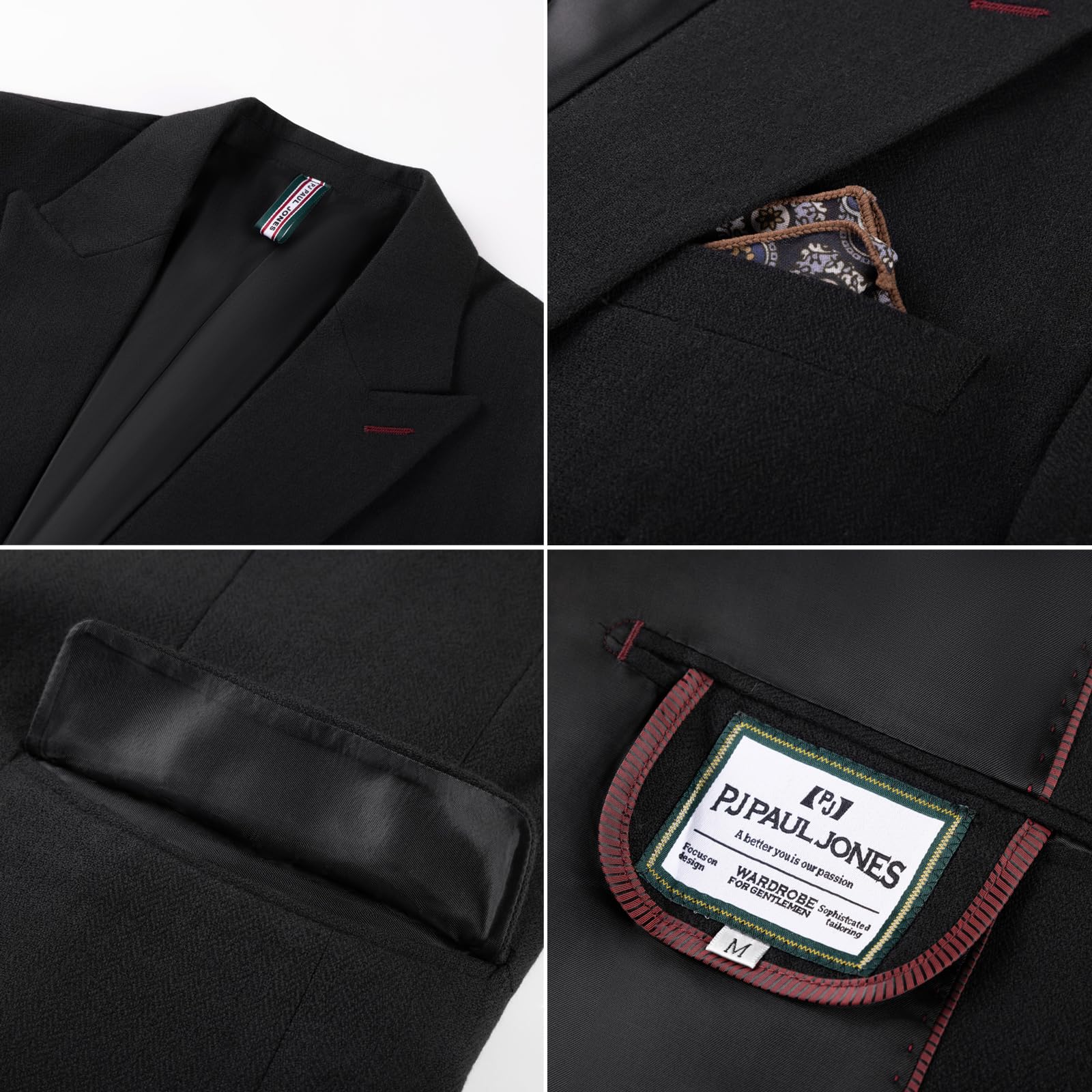 PJ PAUL JONES Herren Business Anzug Set 2 Teilig Slim Fit Sakko mit Kerbkragen Knopf Blazer Hose