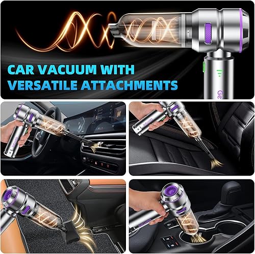Miniatura 3 de Aspiradora portátil inalámbrica para automóvil, 18000 PA, aspiradora portátil inalámbrica, plumero de aire de alta potencia con motor sin