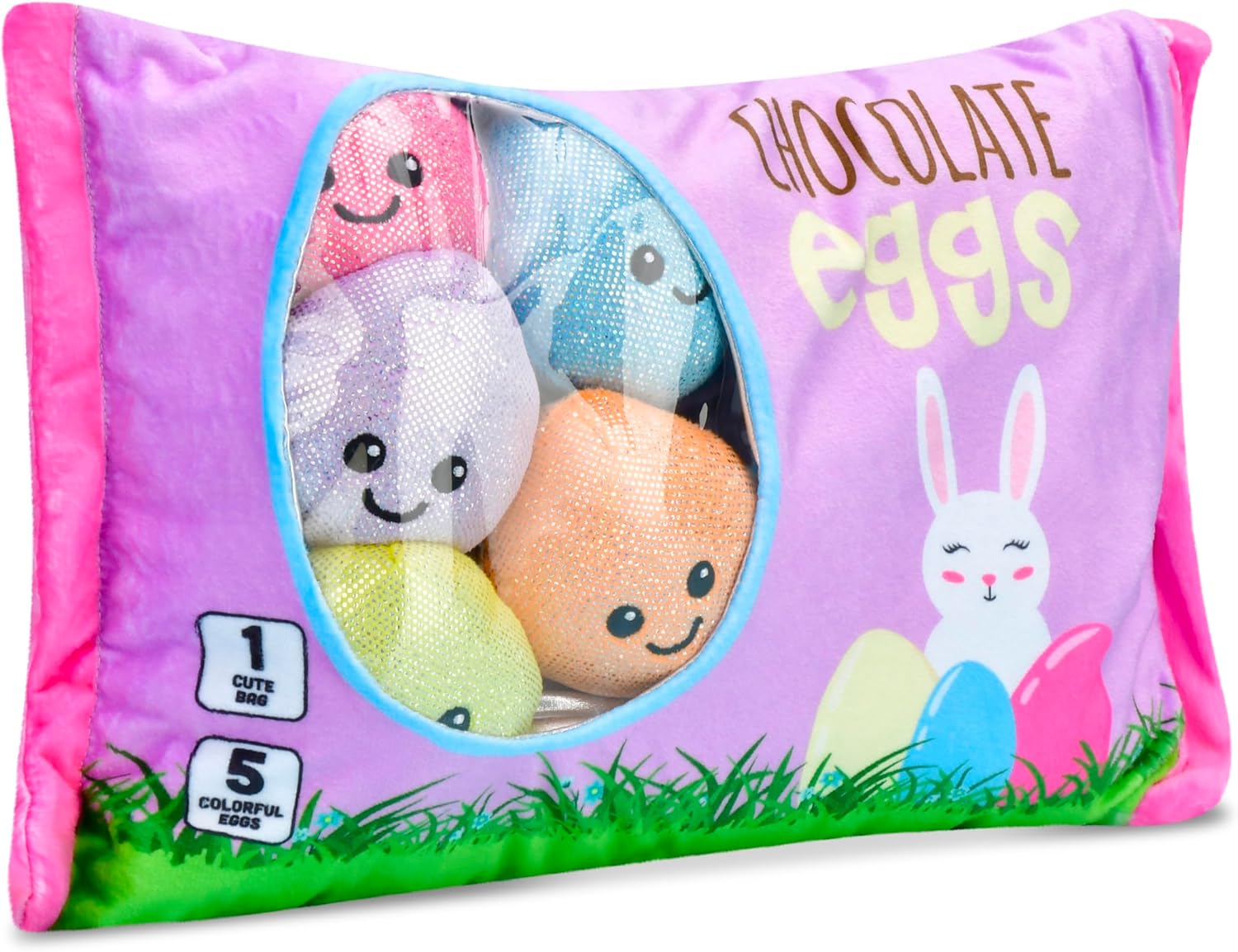 iscream Play with Your Food! Shiny Foil Easter Eggs Fleece Play Pillow Set with Embroidered Accents
