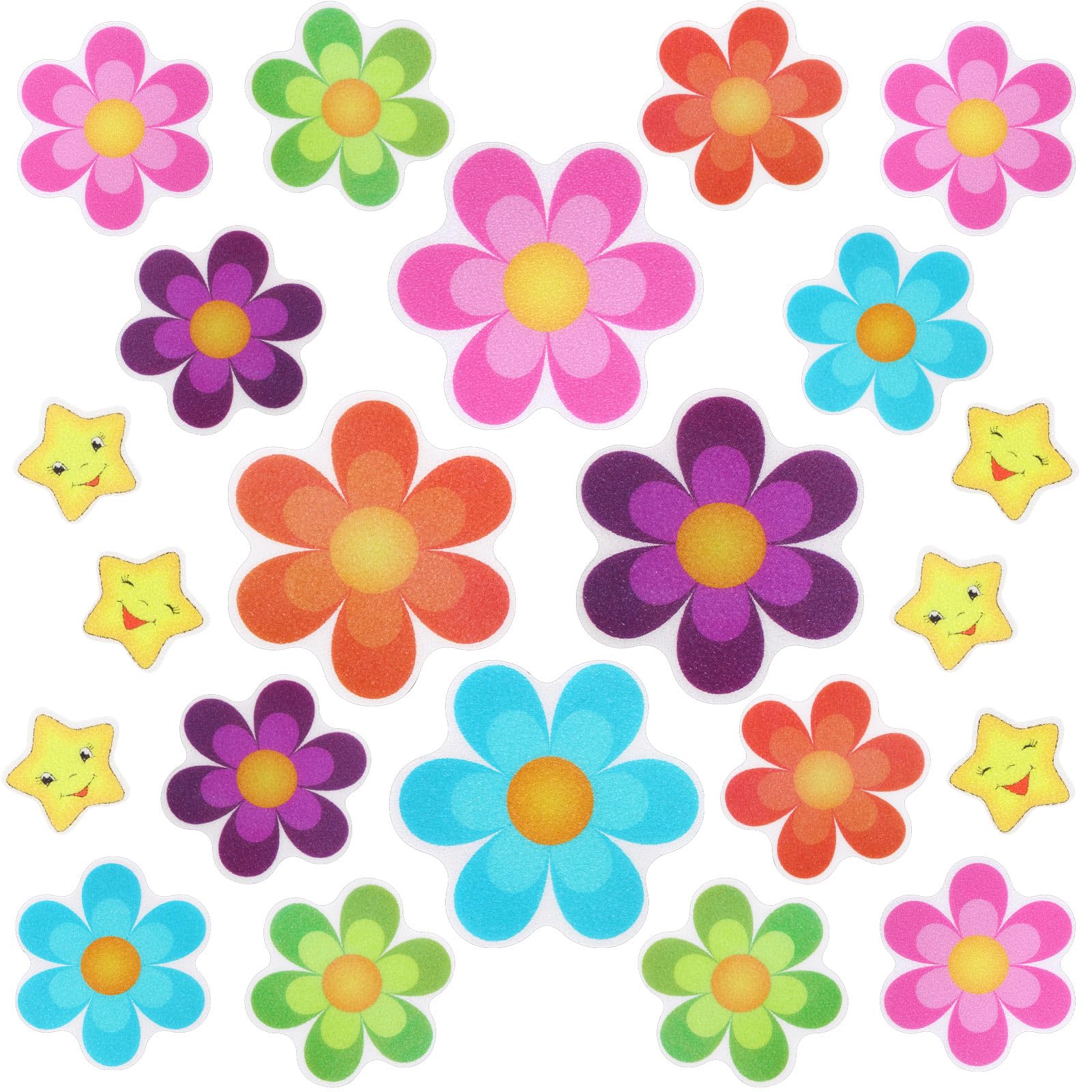 26 Pieces Flower Non Slip Stickers for Bathtub Daisy Non Slip Shower Sticker Adhesive Star Flower Cute Bathtub Decals with Bright Colors, Bath Tread for Bathroom and Other Slippery Surfaces(Colorful)